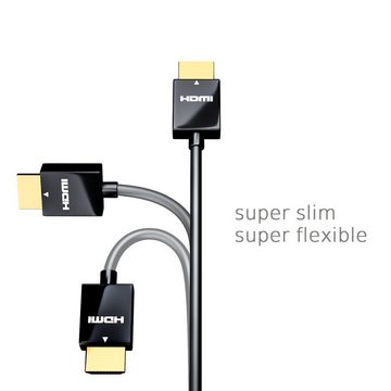 deleyCON deleyCON 3m HDMI Kabel Flexy Serie - schwarz HDMI-Kabel