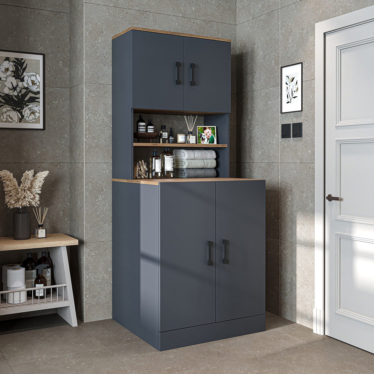 Roomart Waschmaschinenumbauschrank (Waschmaschinenschrank Trocknerschrank W günstig online kaufen