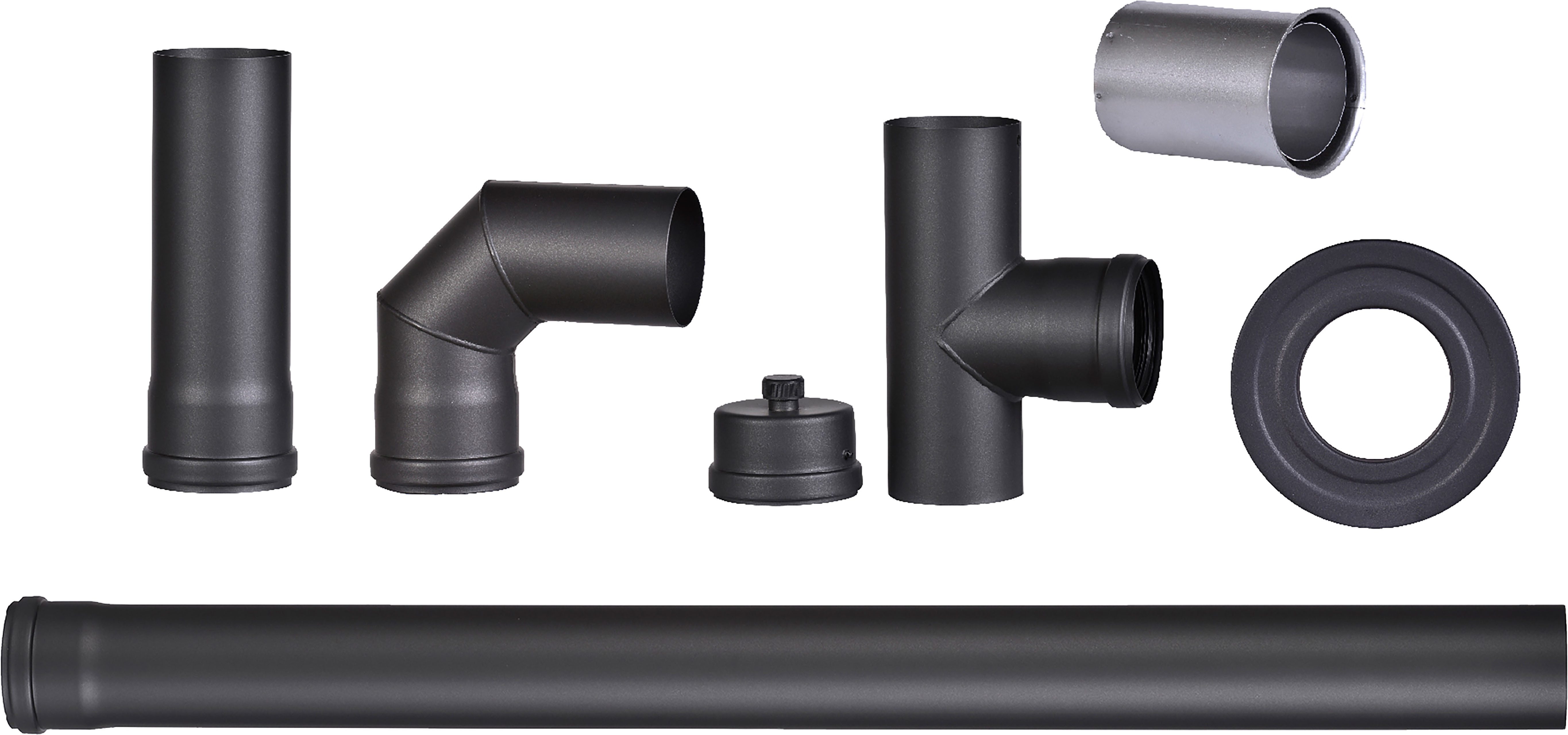 Hanseatic Ofenrohr Pelletofenrohr-Set, schwarz, 80 mm, (7-tlg), 90 °