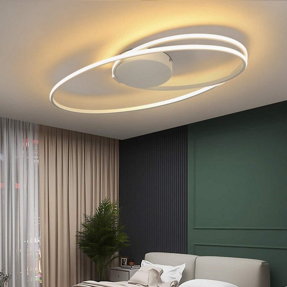 Ring LED Weiß 36W Beleuchtung, LED Innen Warmweiß, Deckenleuchte Modern Schwarz, fest Wohnzimmer ZMH integriert,