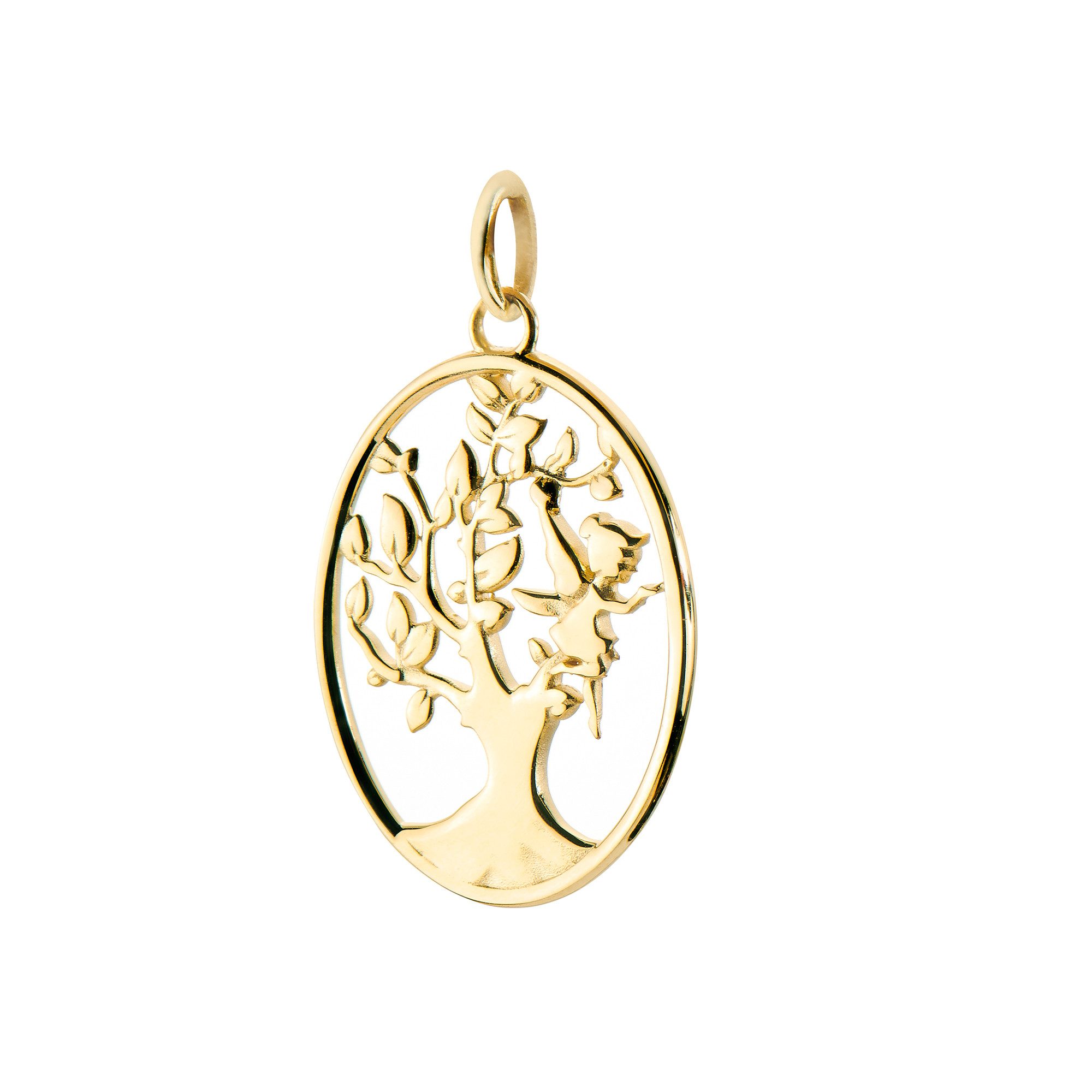 JEVELION Kette mit Anhänger 333 Gold Lebensbaum + Fee Kette Baum des Lebens - Made in Germany (Goldanhänger, für Damen und Mädchen), Mit Kette vergoldet- Länge  – Bild 2 von 5