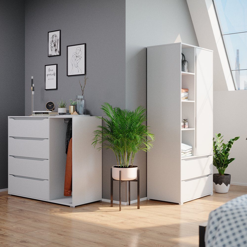 Vicco Kleiderschrank Ruben, Weiß, 80 x 189 cm