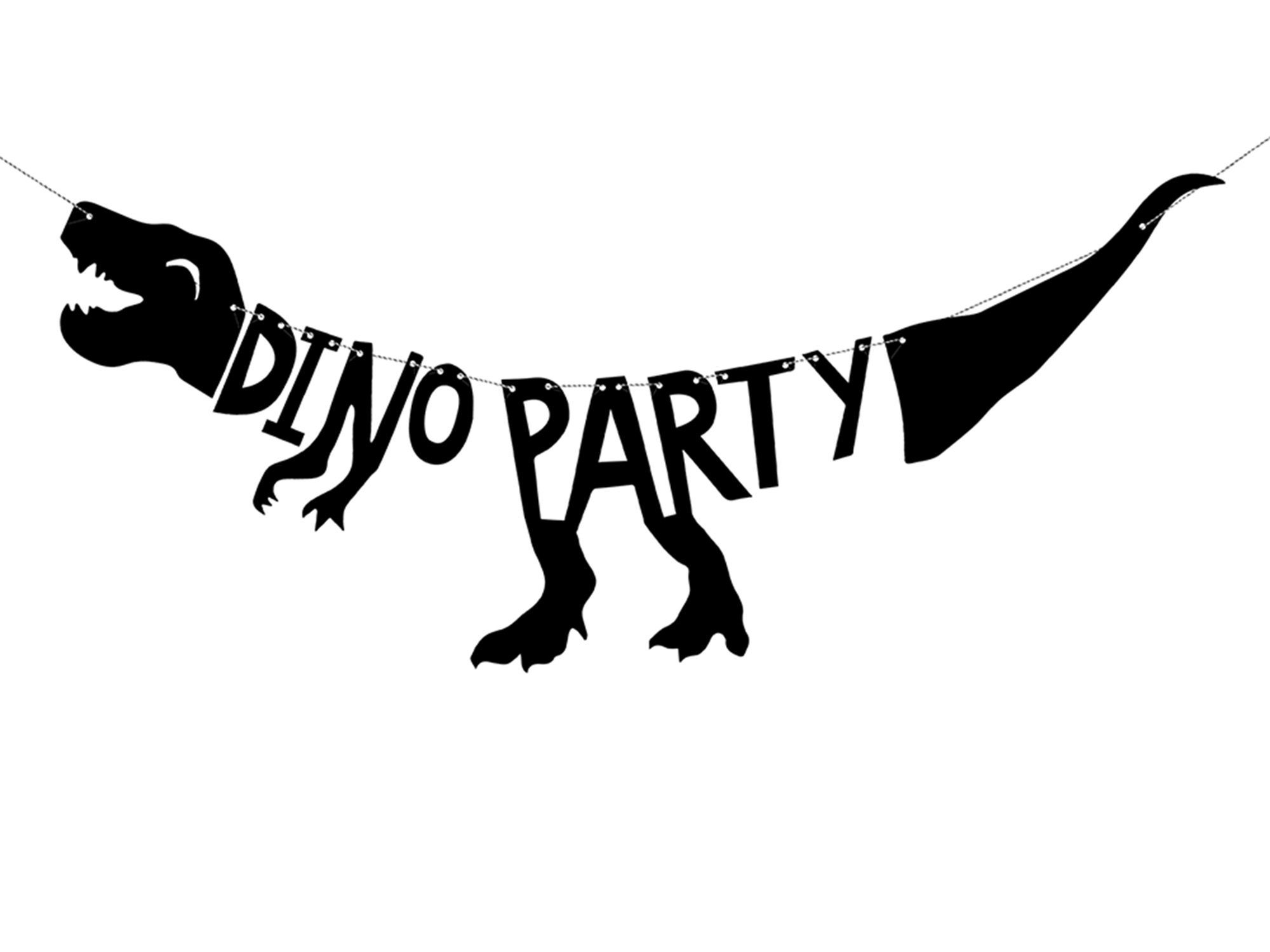 partydeco Papierdekoration, Girlande Dinosaurier Party 20x90cm schwarz | Partydekoration