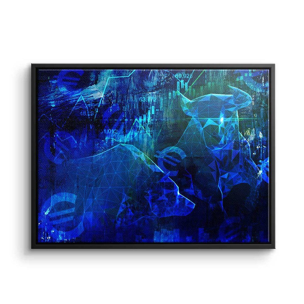 DOTCOMCANVAS® Leinwandbild, Premium Blue Rahmen Trading - Leinwandbild - Stock Motivation silberner - Market