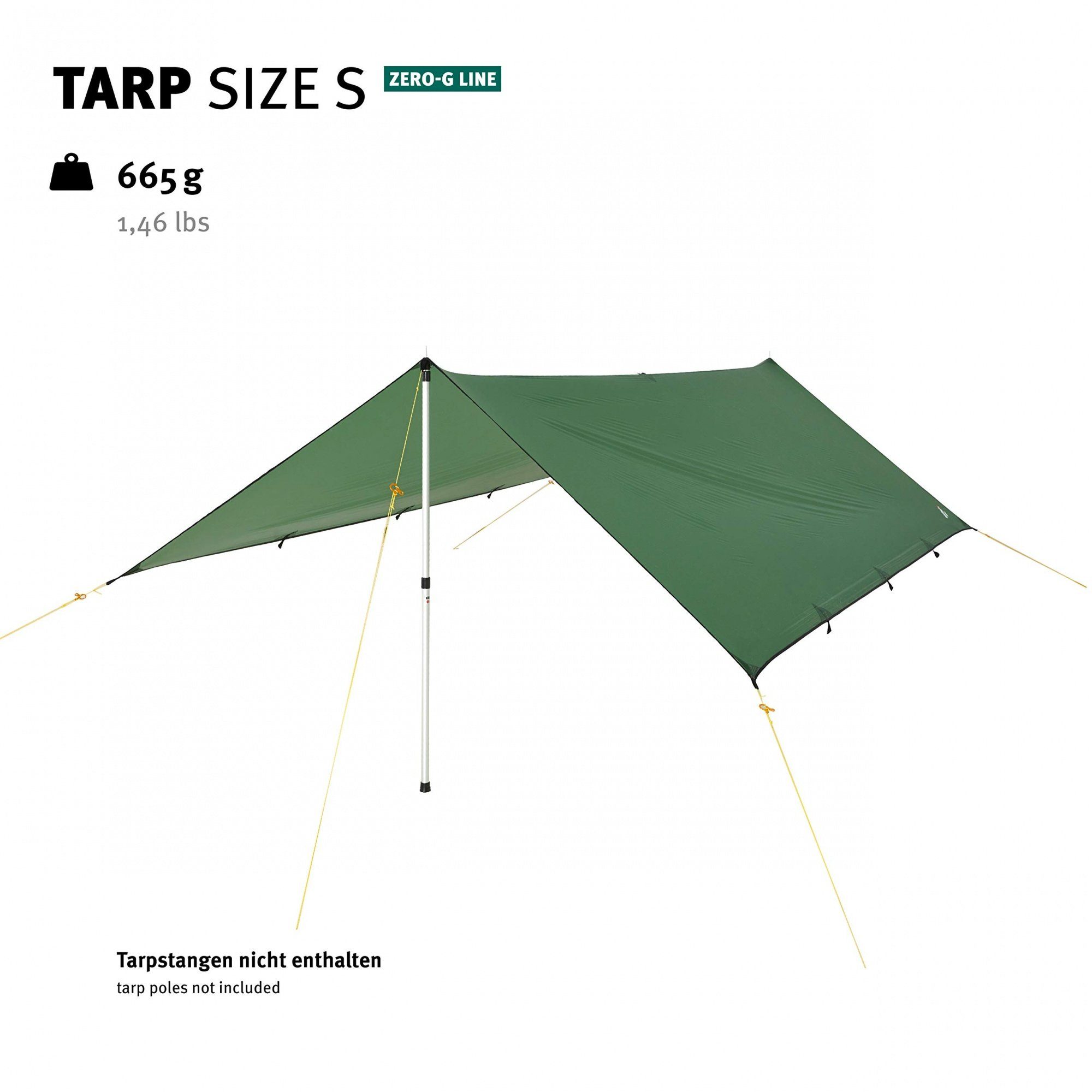 Tents Tarp Personen: Zero-G 290 - S cm, 400 Wechsel 4, Zeltdach, Tarp-Zelt Ultraleicht x Grün Line,