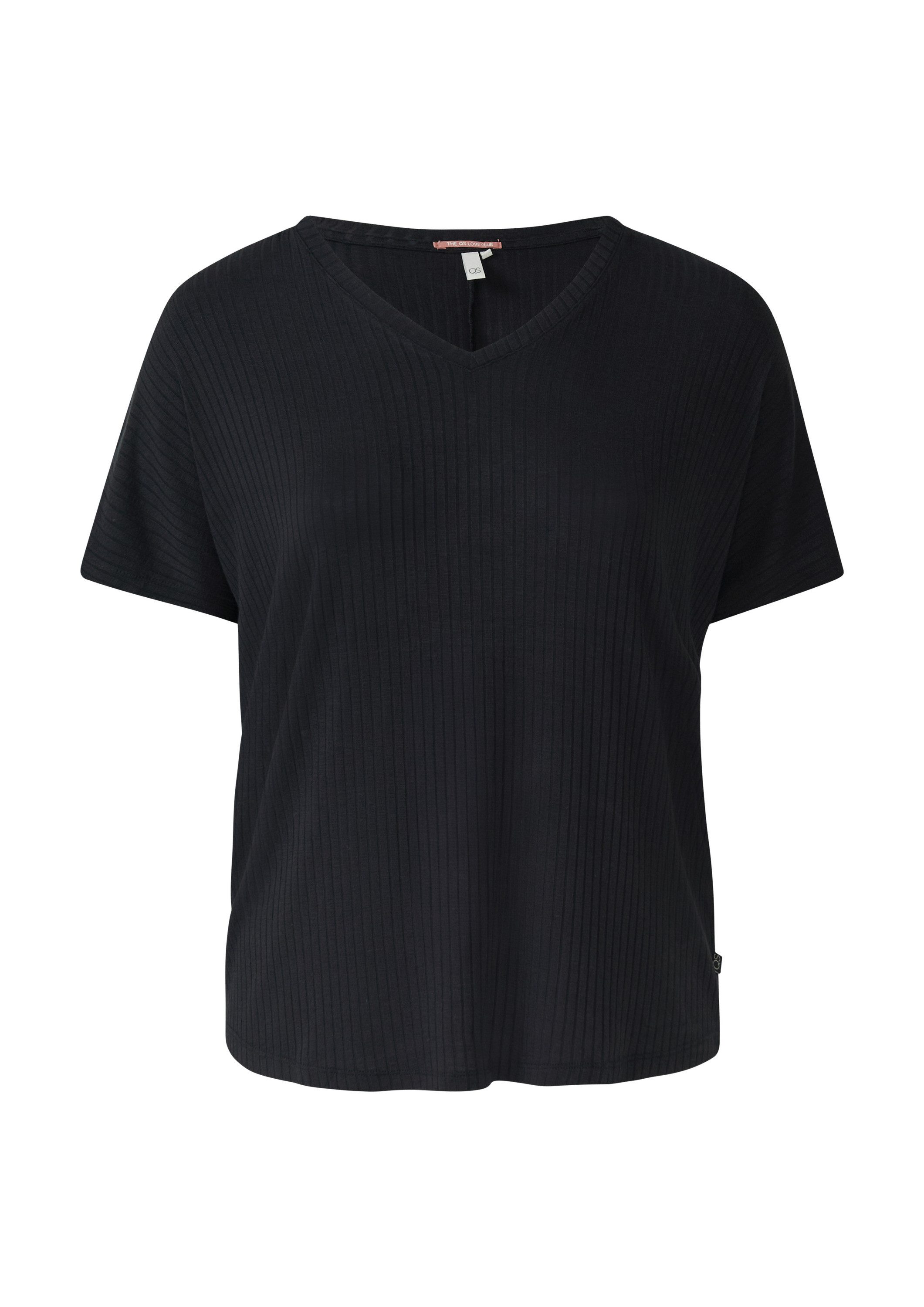 QS Kurzarmshirt T-Shirt Oversize-Shirt mit Rippstruktur günstig online kaufen