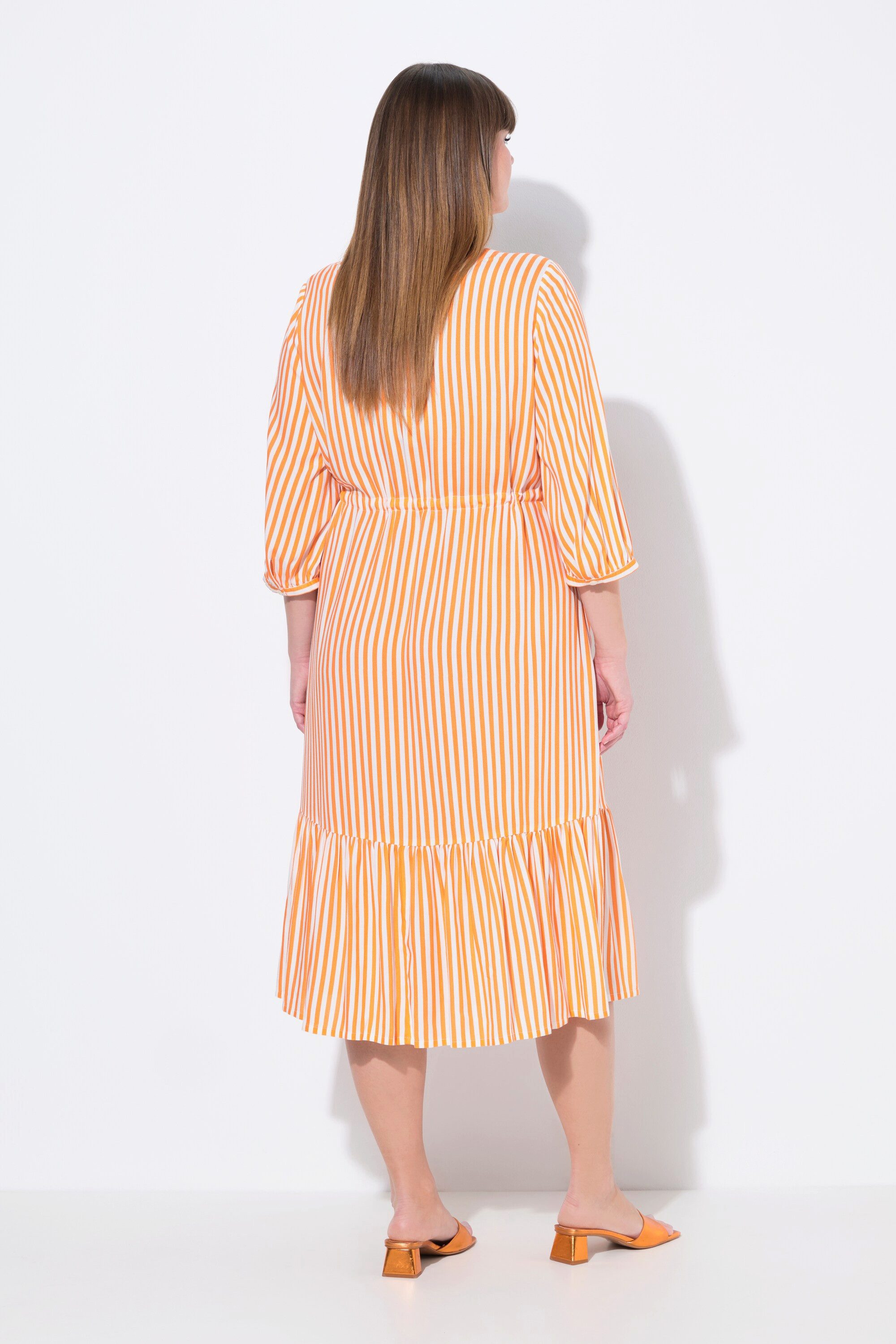 Ulla Popken Hemdblusenkleid Hemdblusenkleid Streifen Hemdkragen 3/4-Arm