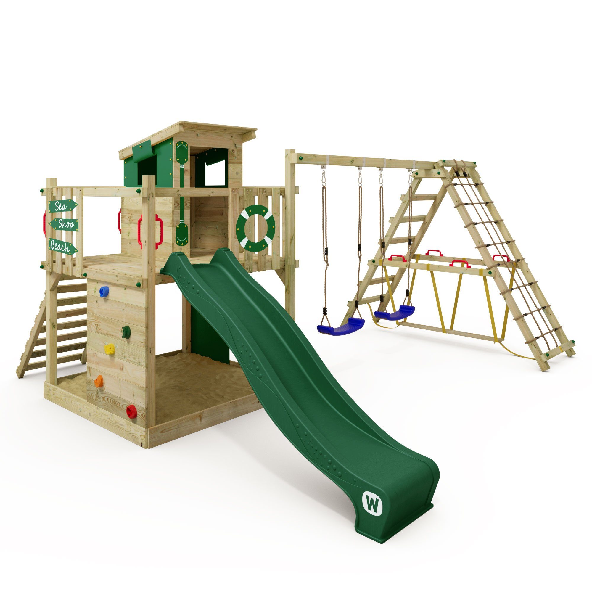 Wickey Spielturm Smart Surf – Abenteuer-Stelzenhaus mit Schaukel & Rutsche, Perfekt für kleine Abenteurer – 10 Jahre Garantie*