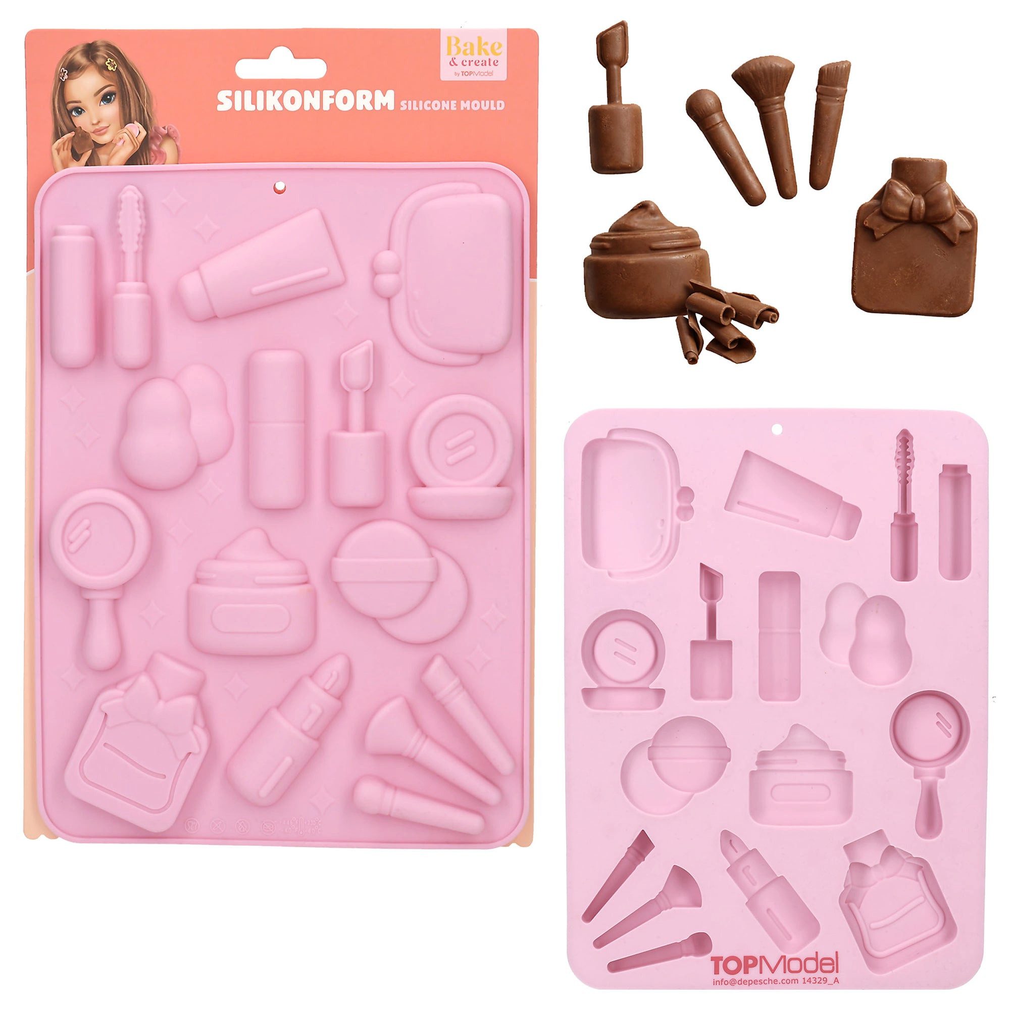 Depesche Spiel TOPModel Silikonform – Beauty-Motive für Schokolade & Backen