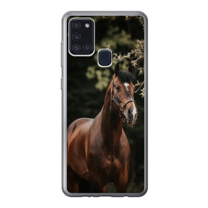 MuchoWow Handyhülle Pferd - Äste - Porträt Handyhülle Samsung Galaxy A21s Smartphone-Bumper Print Handy