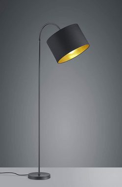 lightling Bogenlampe Benny, ohne Leuchtmittel, moderne Bogenlampe mit Schirm aus Stoff und Innenseite in Goldoptik