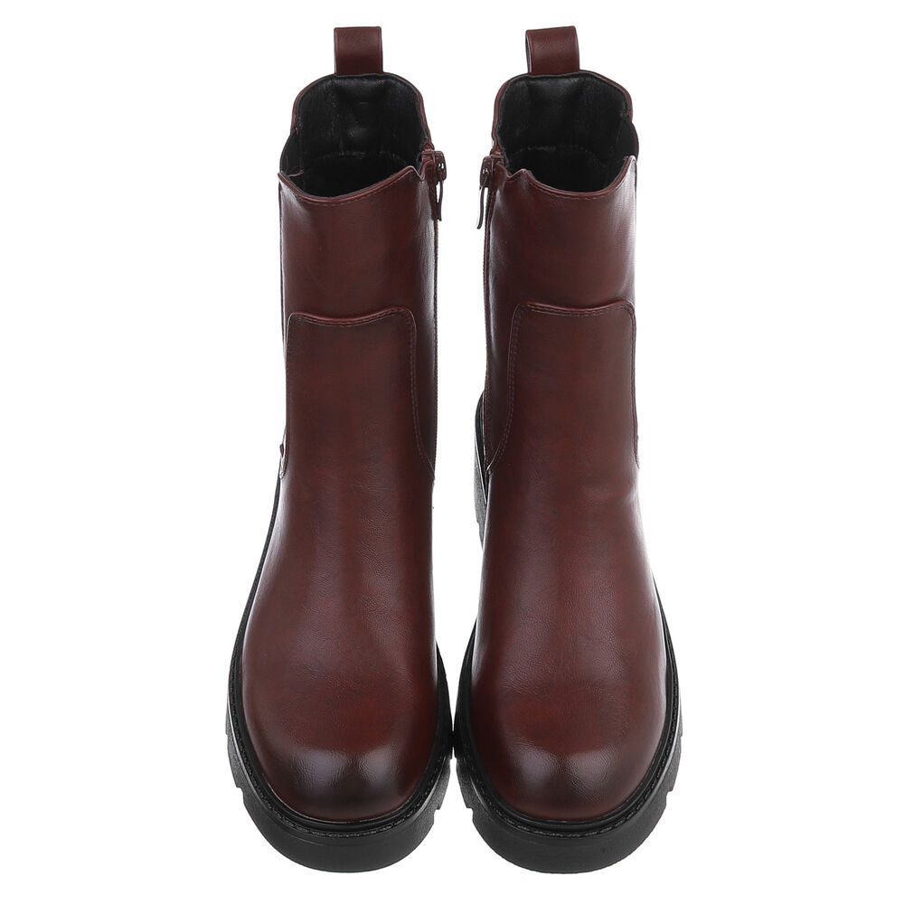 Ital-Design Damen Chelsea Boots mit Profilsohle und Blockabsatz Plateaustiefelette (92422317) Blockabsatz Stiefeletten in Weinrot – Bild 4 von 5