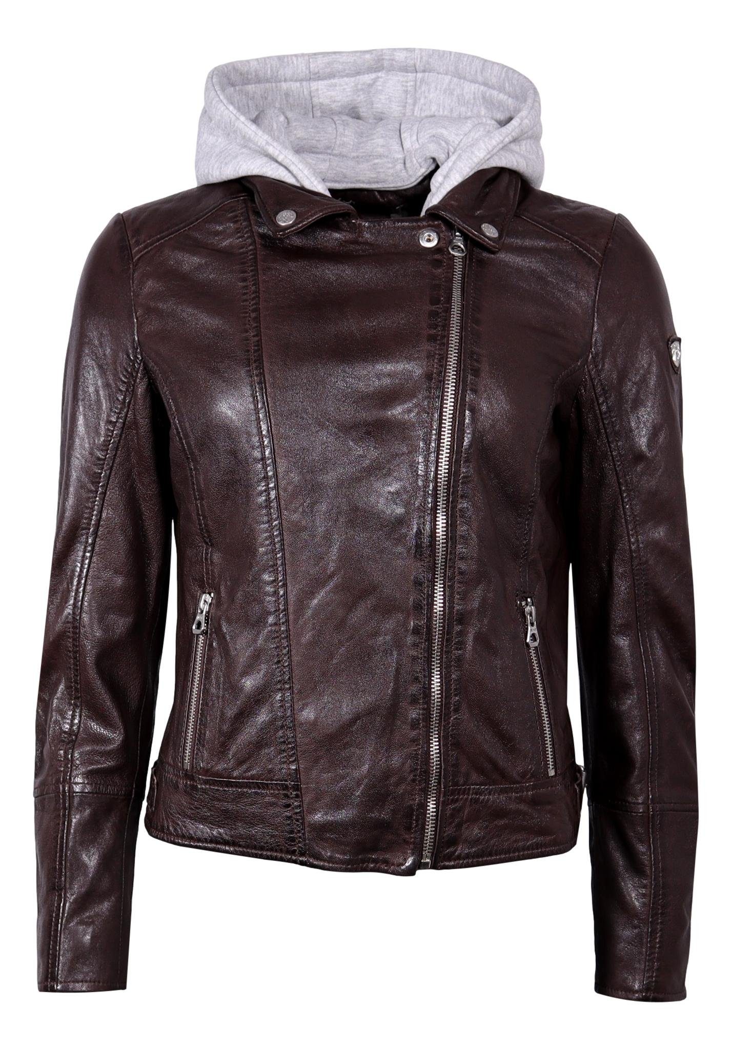 Gipsy Lederjacke • Bikerjacke ELA • coole 2-in-1-Bikerjacke mit abnehmbarer Jersey-Kapuze