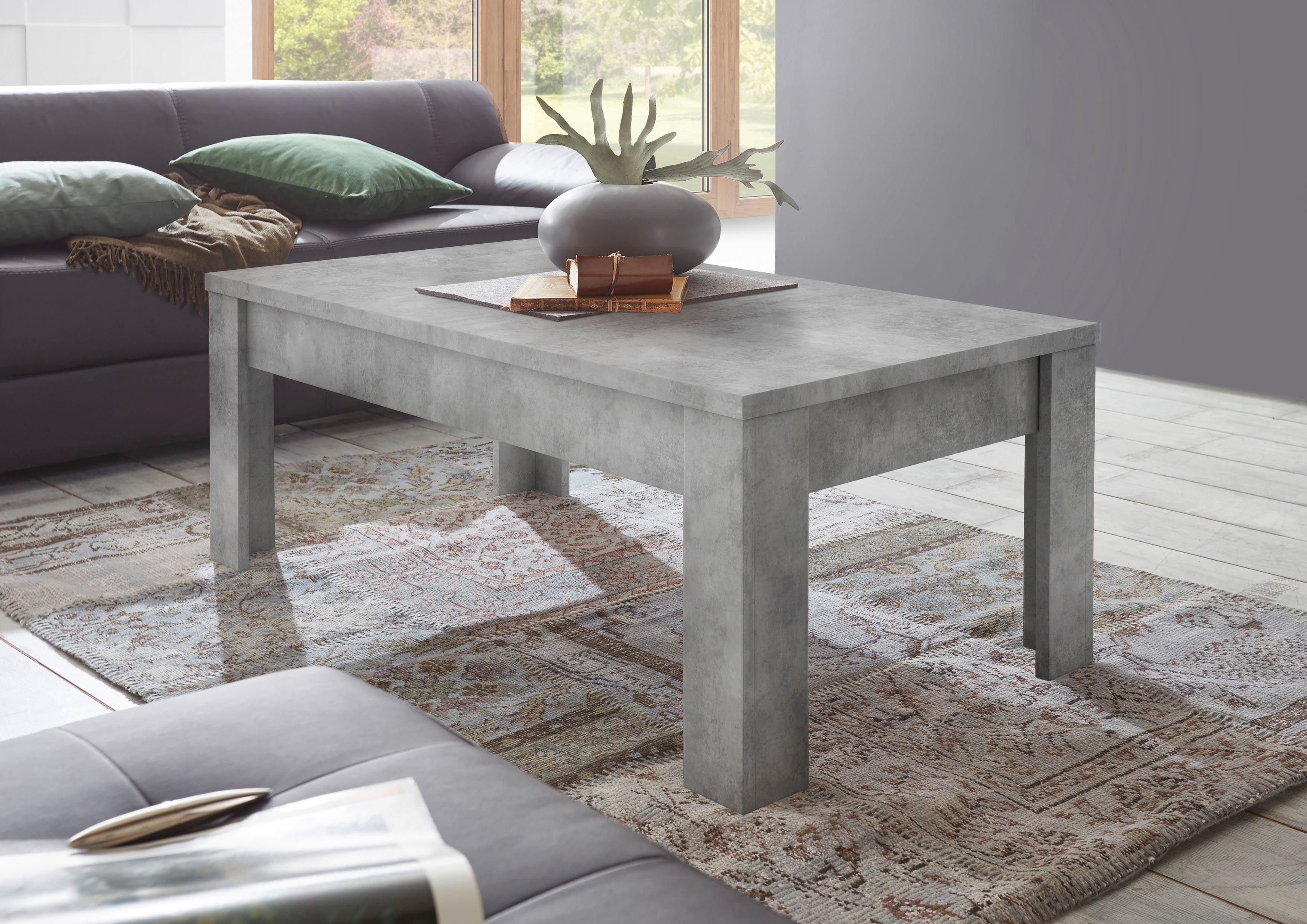 Home affaire Couchtisch Dama 122 x 65 cm, Wohnzimmertisch mit Winkelfuß, Sofatisch, rechteckig, Tischplattenstärke 22 mm