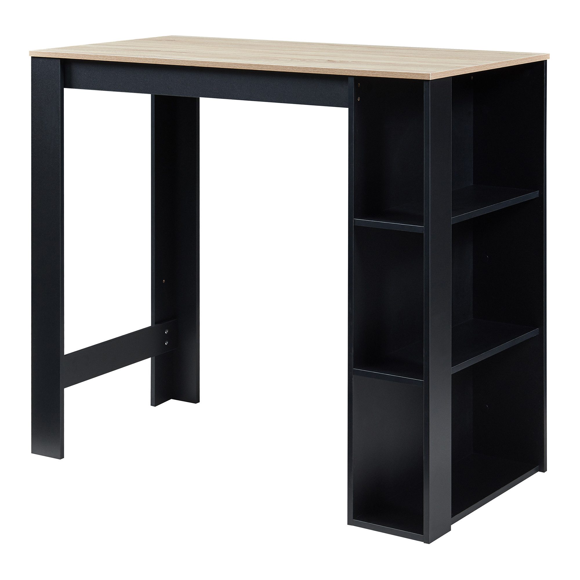 en.casa Bartisch, »Danderyd« 120x60x106 cm mit 3 Ablagefächern Schwarz/Eich günstig online kaufen