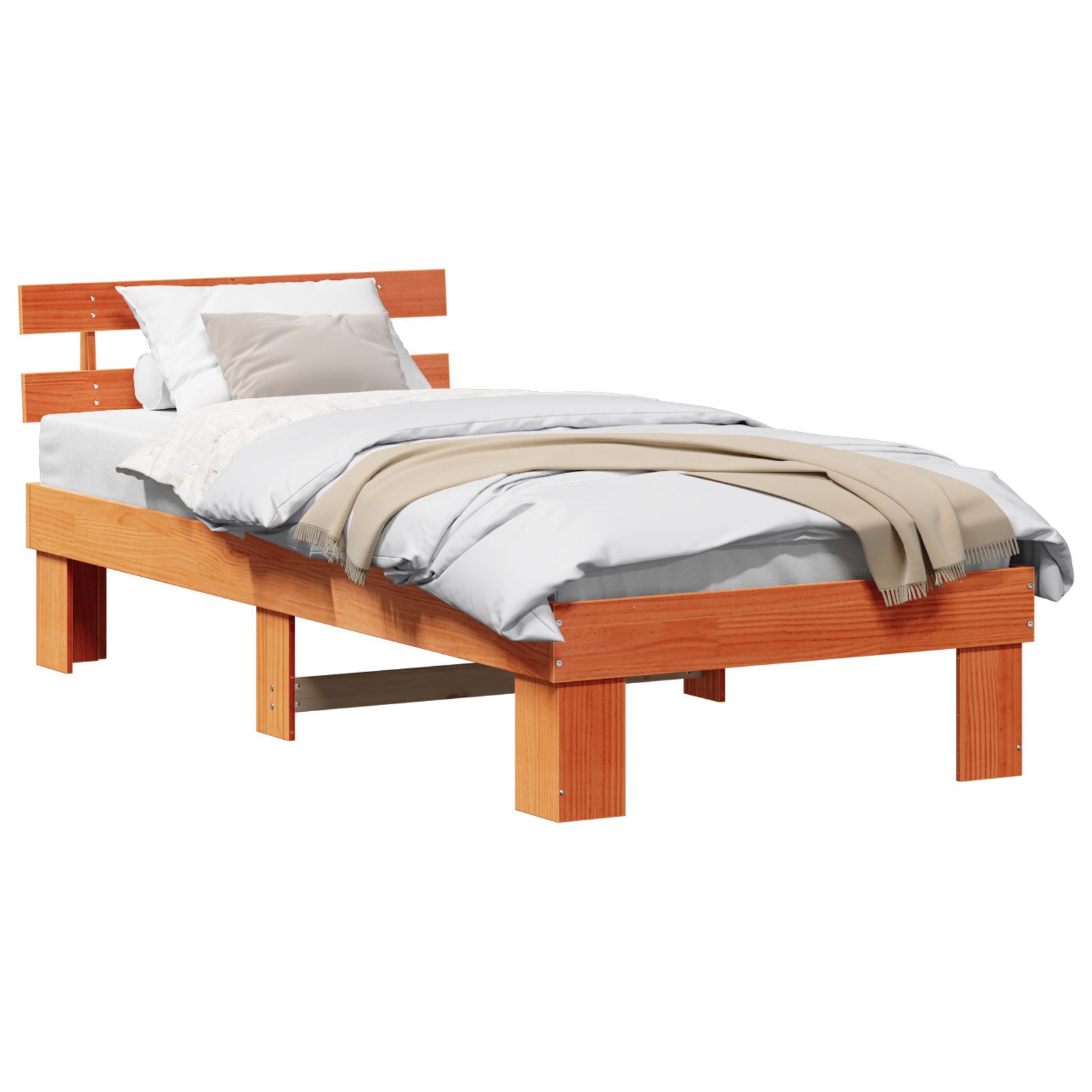 vidaXL Bett Bettgestell mit Kopfteil Wachsbrown günstig online kaufen