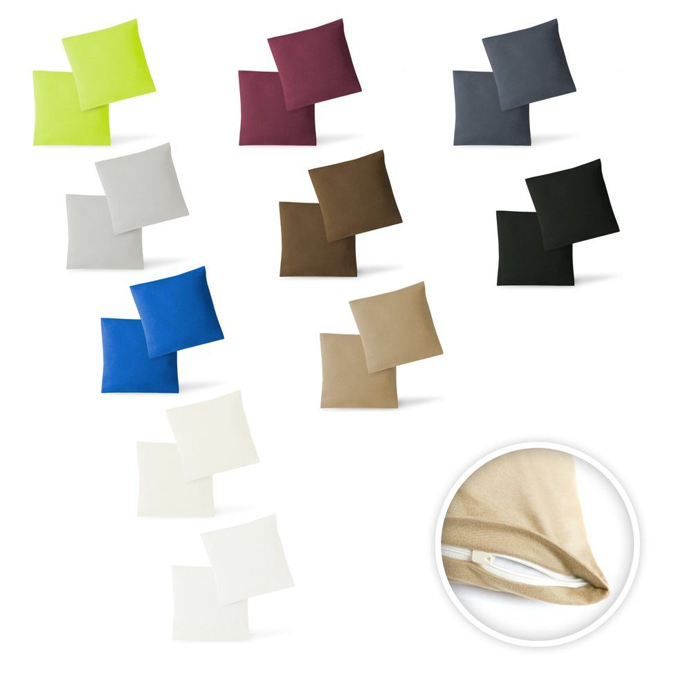 Kissenbezüge Jersey Kissenbezug Hülle 2 Sparpack Set mit Reißve, (2 Stück)
