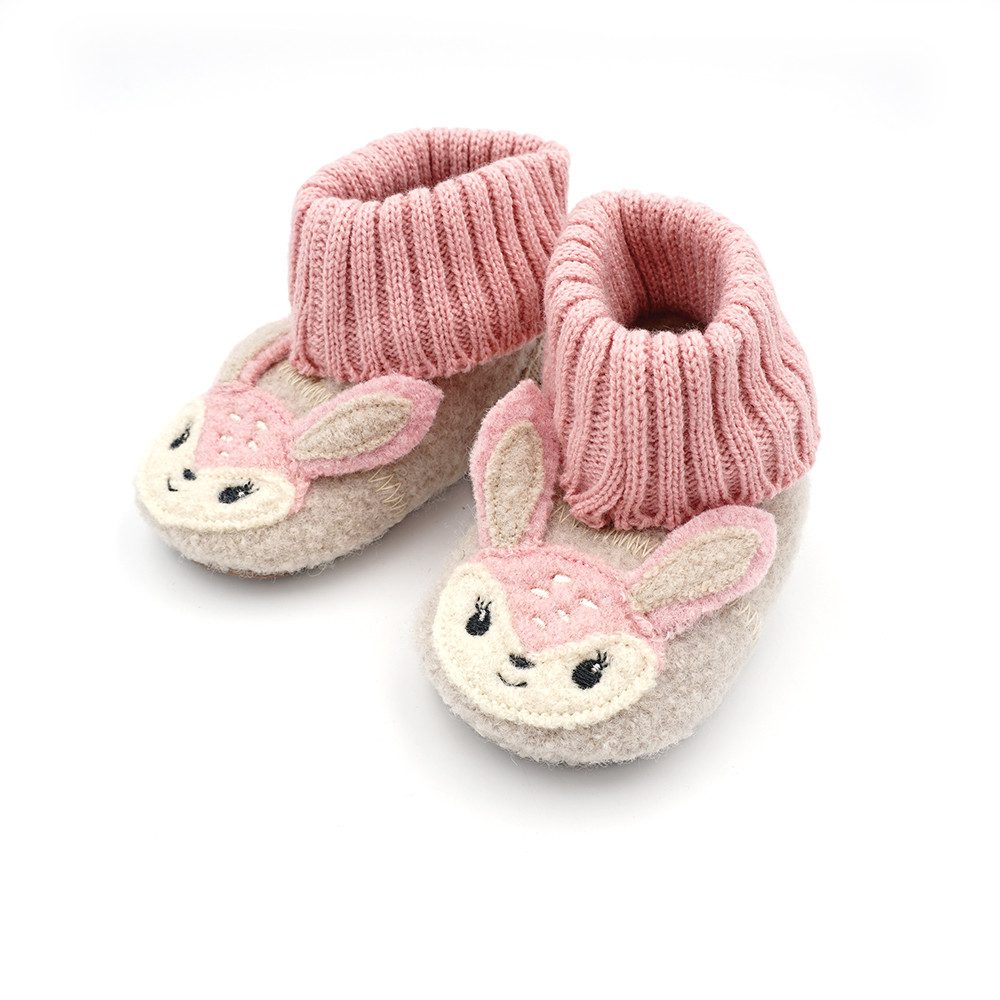 MAXIMO Hüttenschuhe Wolle, Anti-Rutsch-Sohle, gefüttert, Strickbündchen, mit Öhrchen