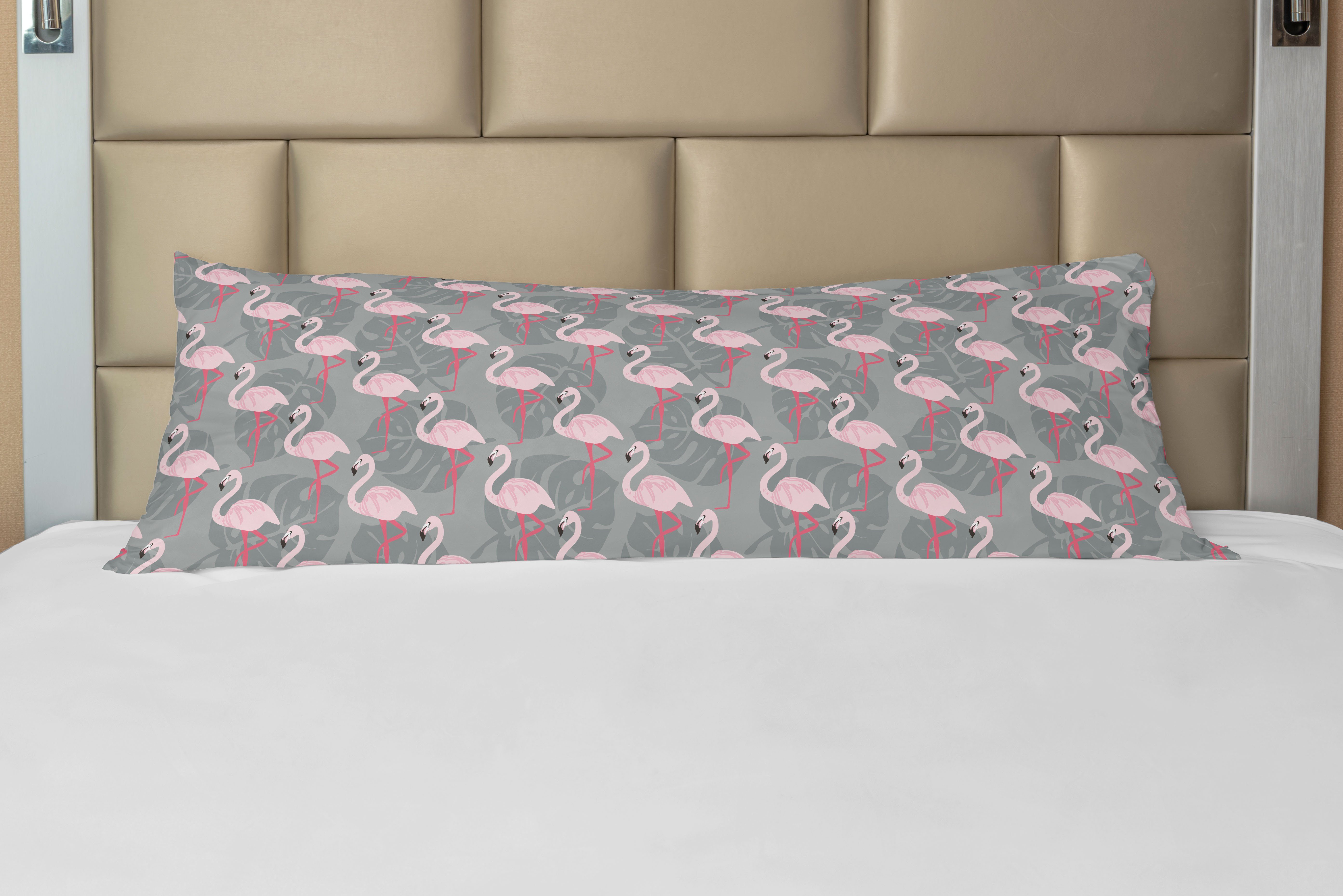 Abakuhaus, Wildlife Flamingo Baum-Blätter Deko-Akzent Langer Seitenschläferkissenbezug Kissenbezug,
