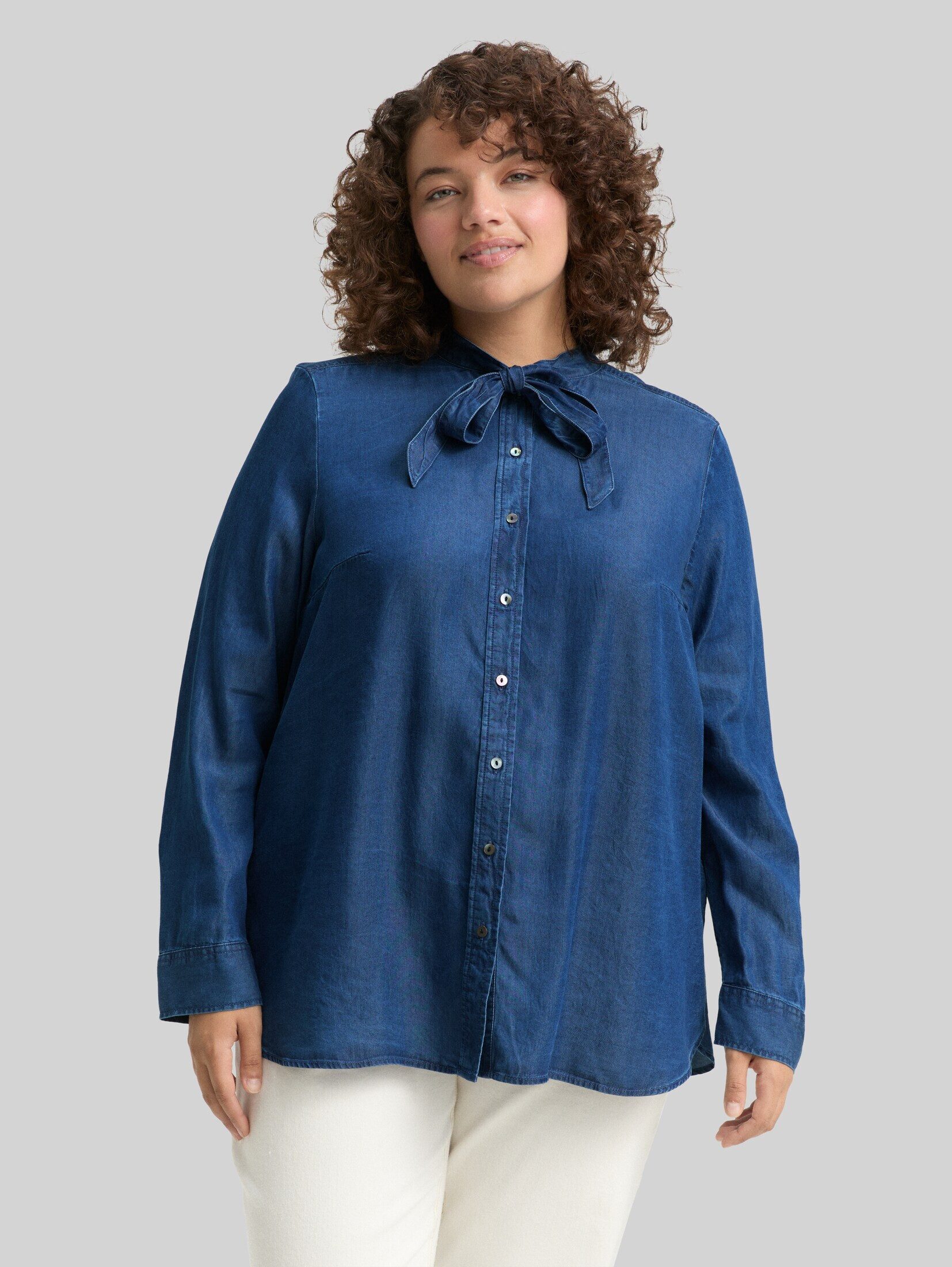TOM TAILOR PLUS Langarmbluse Blusen & Shirts Plus Size - Bluse mit Schleifen-Detail