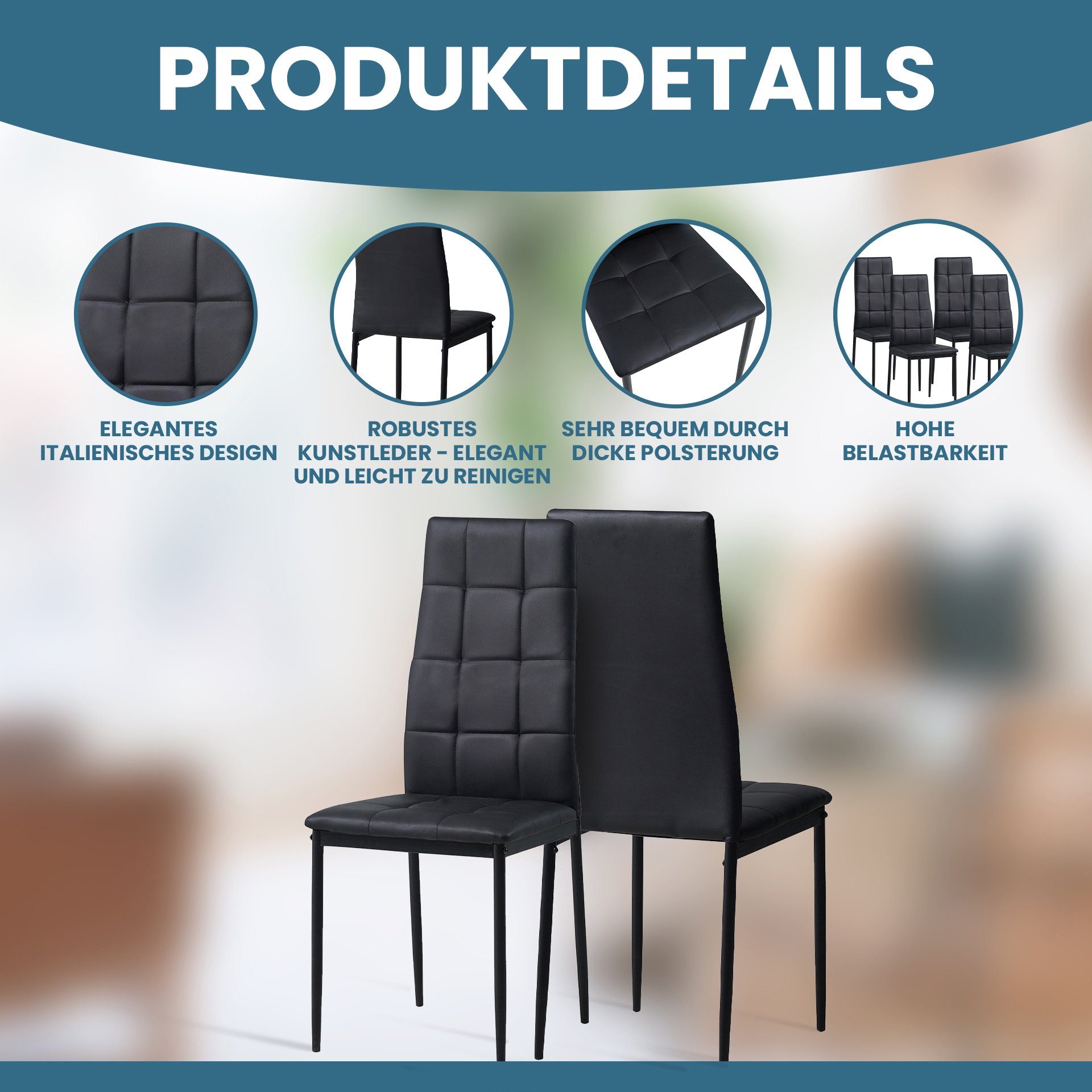 Albatros International Esszimmerstuhl Esszimmerstühle RIMINI 6erSET Schwarz günstig online kaufen