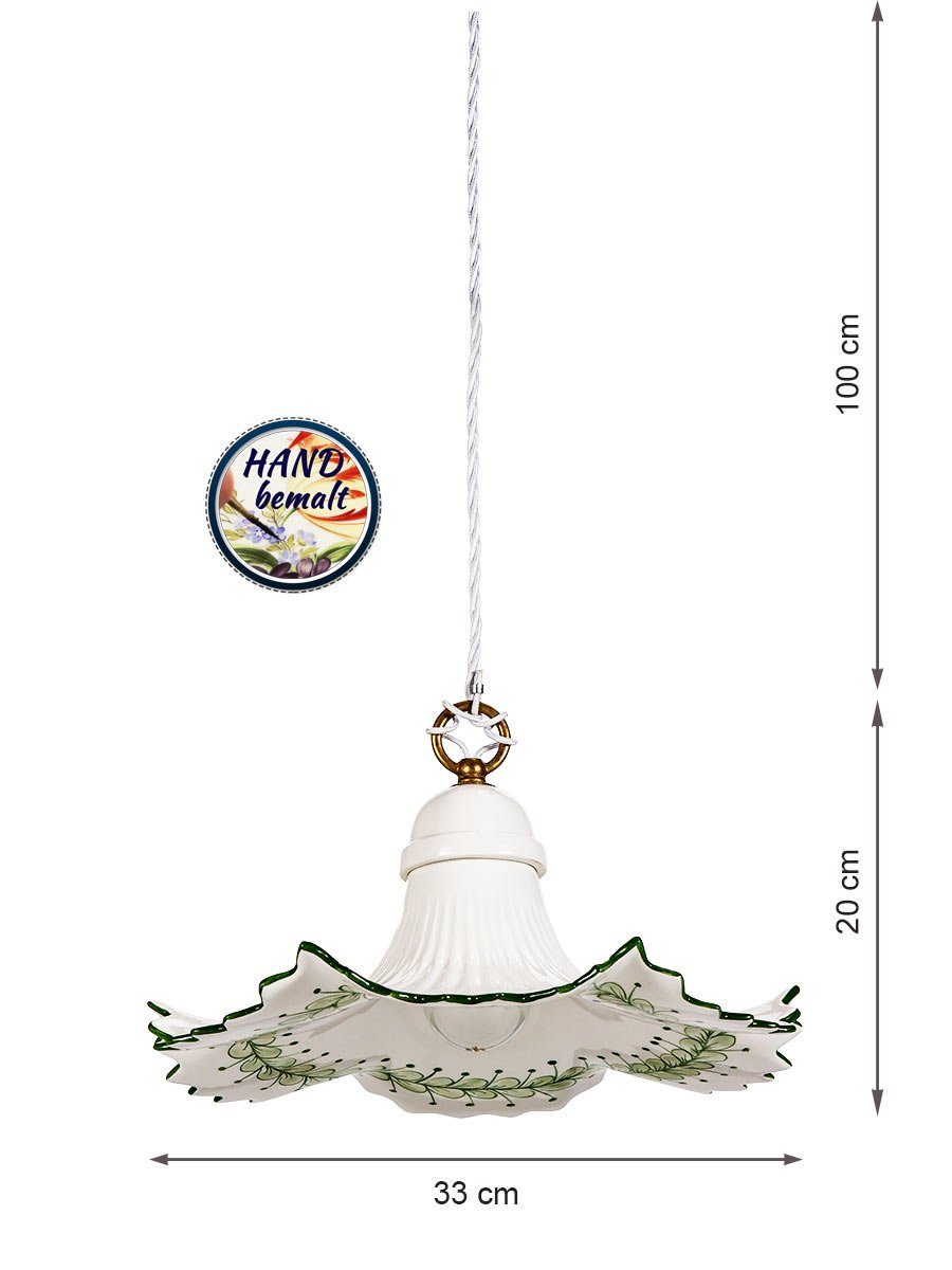 Helios Leuchten Pendelleuchte Küchenlampe Keramik, Keramiklampe, Deckenlampe, Hängelampe, für Küche Esstisch, handgefertigt handbemalt