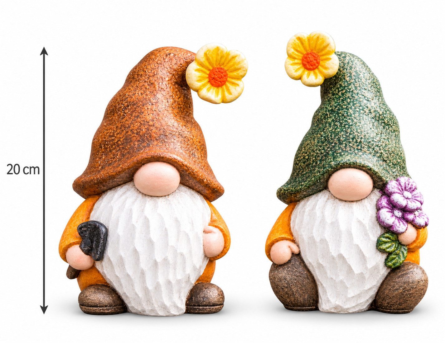 Home-trends24.de Wichtel Gärtner Wichtel Zwerg Gnom Deko Figur Polyresin 2er-Set (2 St)