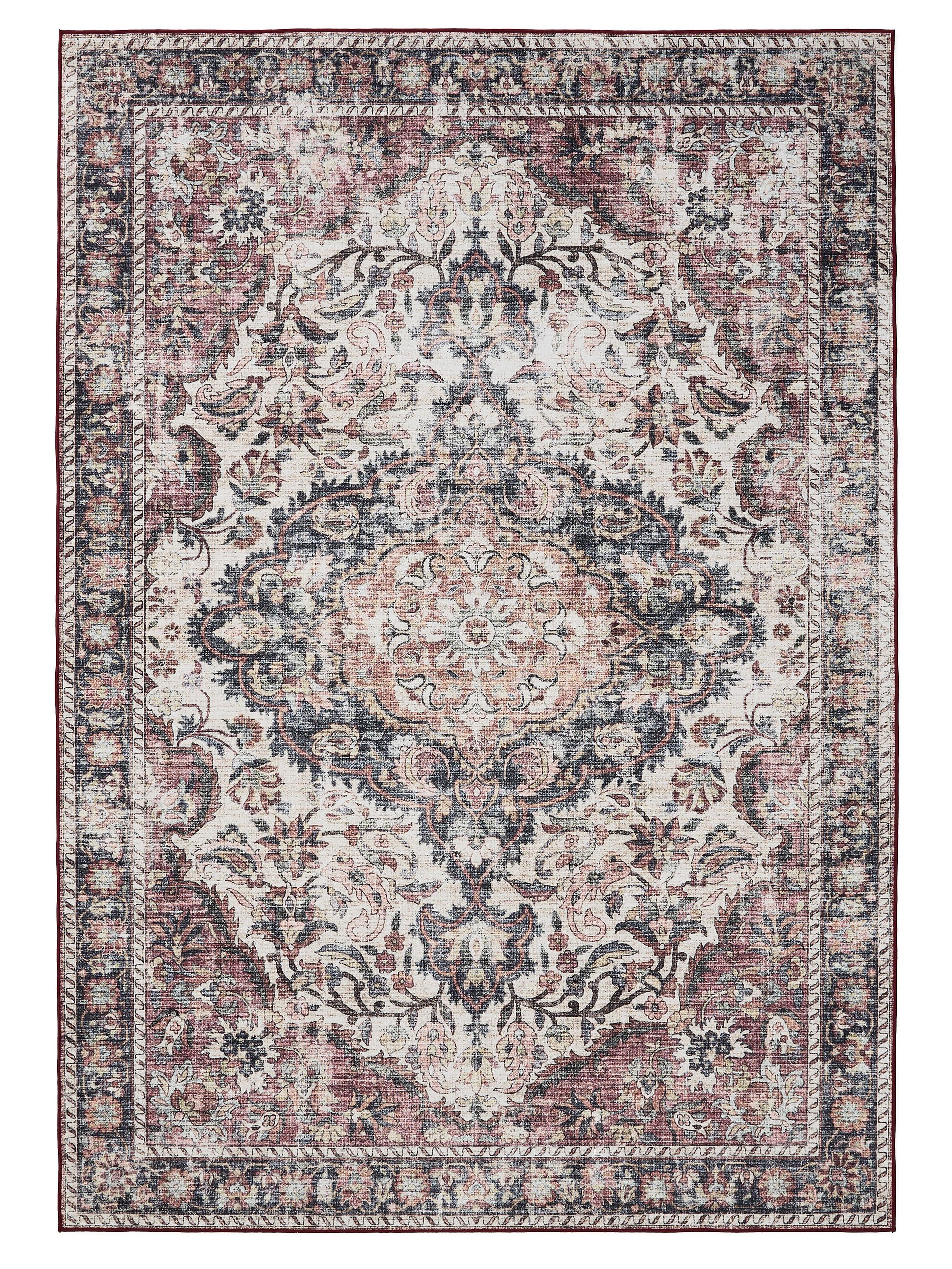 Interiyou Teppich Gent, Rechteckig, Höhe: 5 mm, Vintage Kurzflor für Wohnzimmer, Schlafzimmer, waschbar, pflegeleicht