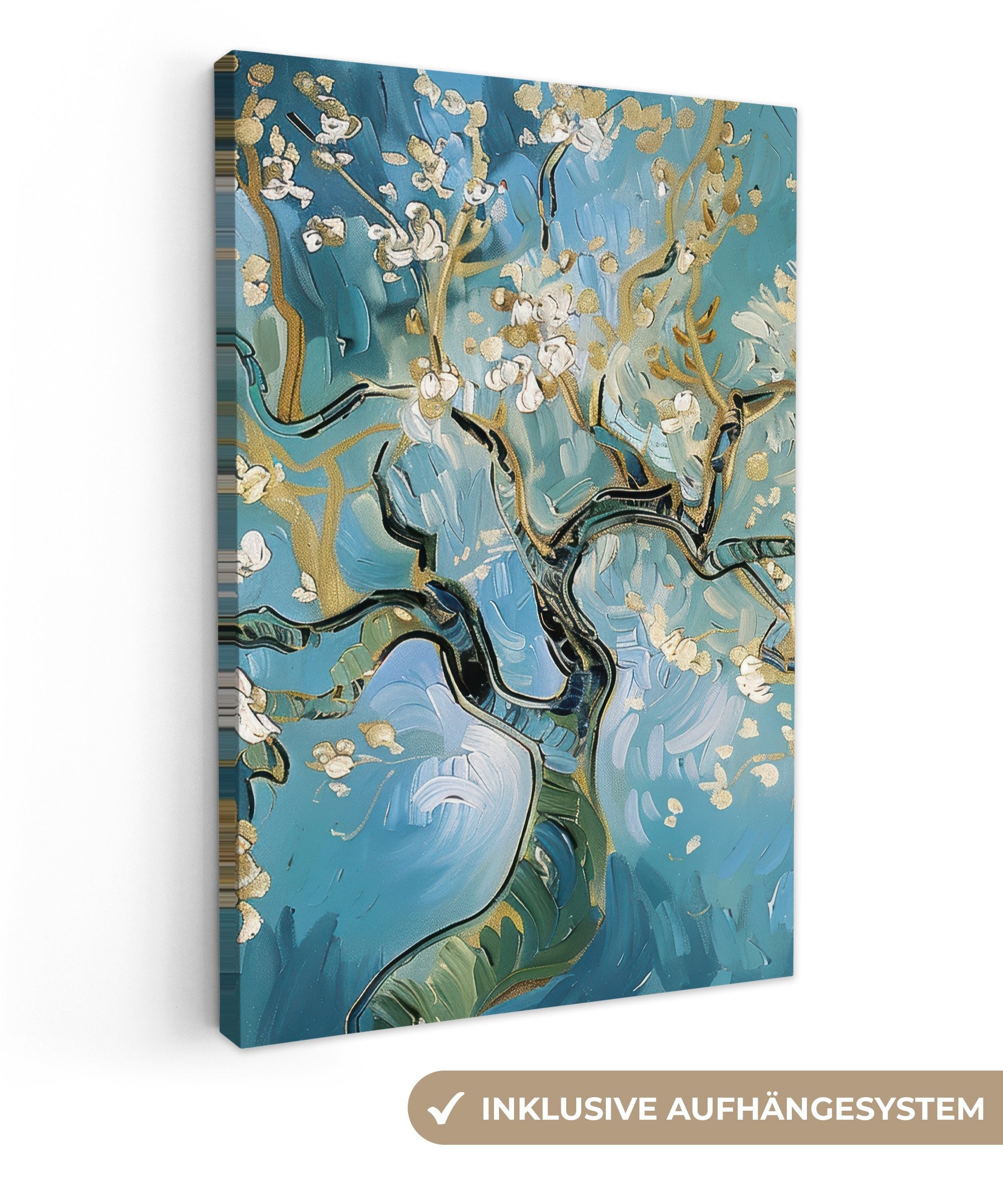 OneMillionCanvasses® Leinwandbild Mandelblüte Baum - Blau günstig online kaufen