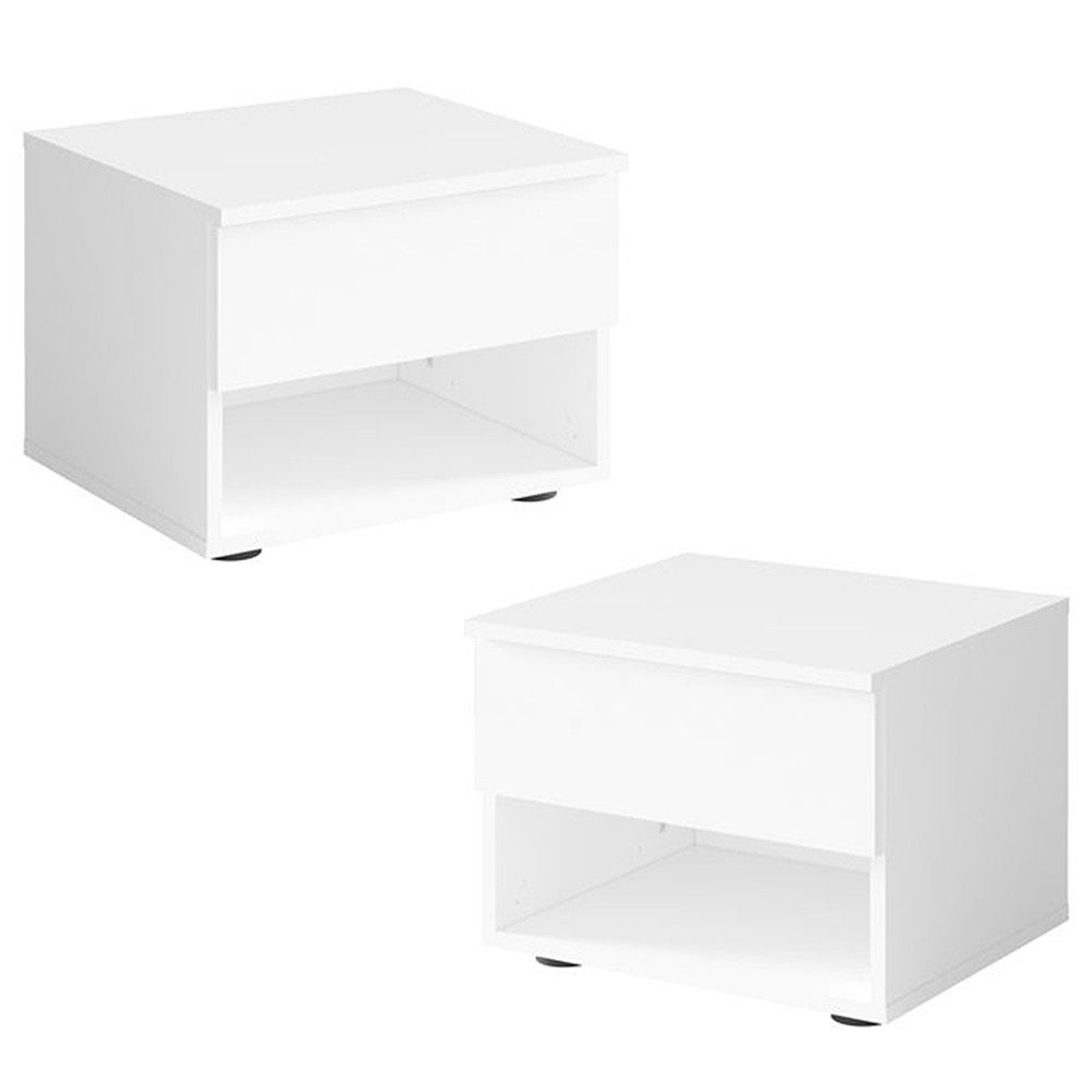Lomadox Schlafzimmer-Set FAIDO-166, (Spar-Set, 4-tlg., Kommode Nachttische Bett Schwebetürenschrank), weiß, Kopfteil mit LED-Beleuchtung, Liegefläche 180x200cm – Bild 4 von 5