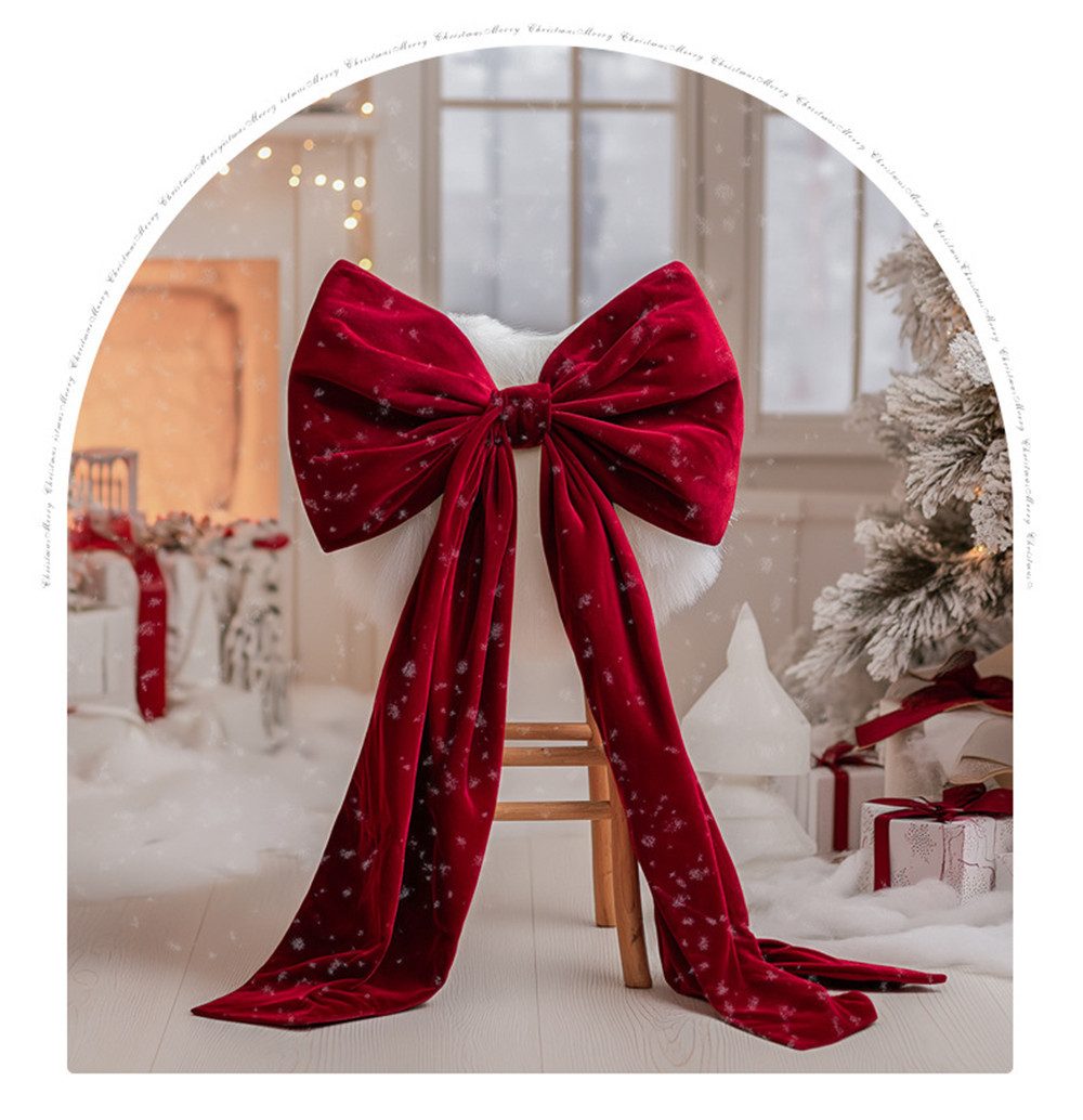 CLTYQ Christbaumschmuck rote schleifen weihnachten,Große Weihnachtsbaum-Schleifen, 200cm, Samtstoff,Weihnachtsdekoration für Weihnachtsbaum, Fenster, Haustür – Bild 5 von 5