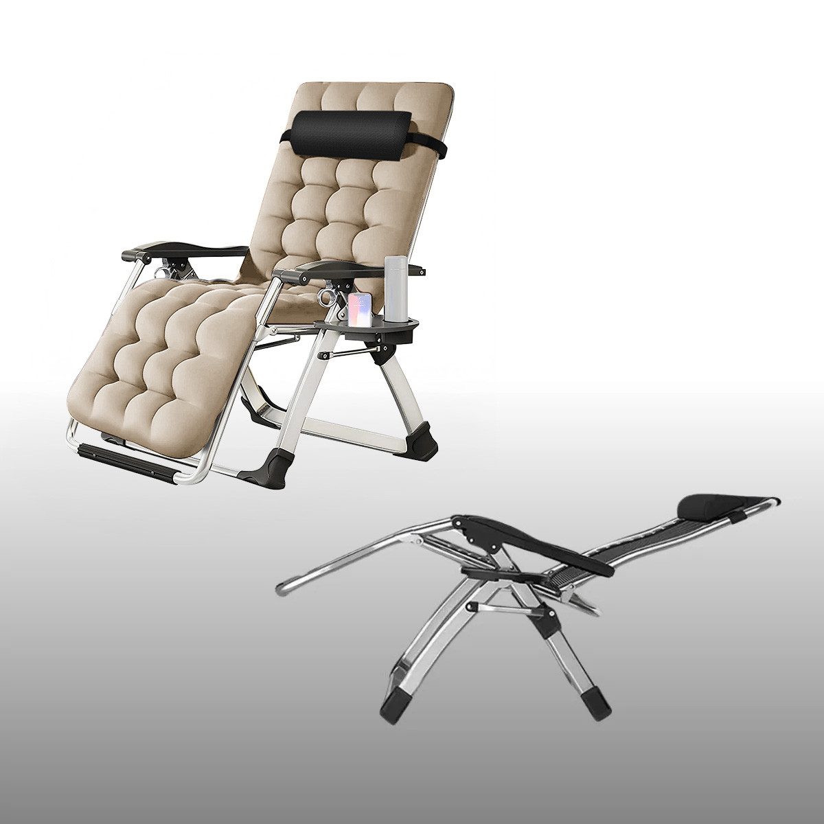 Divit Gartenstuhl Gartenstuhl Liegestuhl Sonnenliege klappbar mit Auflage Metall SR11 be