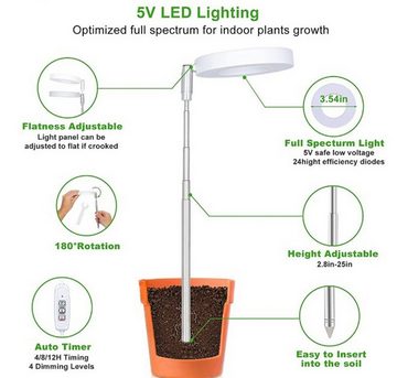 autolock Pflanzenlampe Pflanzenlampe LED,Pflanzenlampe Led Vollspektrum,Höhenverstellbares, 20 LEDs Pflanzenlicht mit Zeitschaltuhr 2/4/8 Std