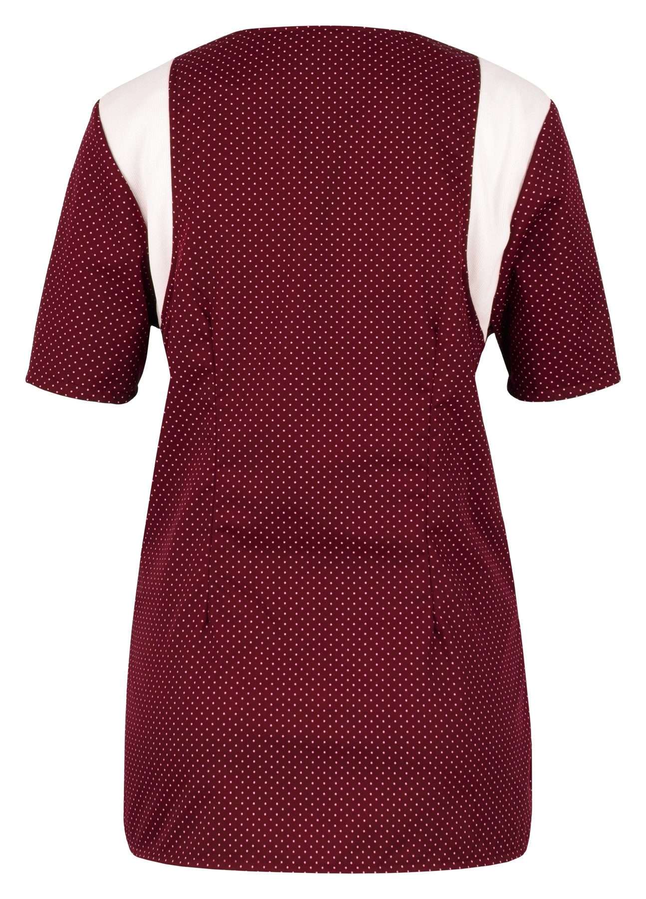BEB Schlupfbluse beb MEDIZIN/PFLEGE Damen KASACK Kurzarm V-Neck Weinrot gepunktet