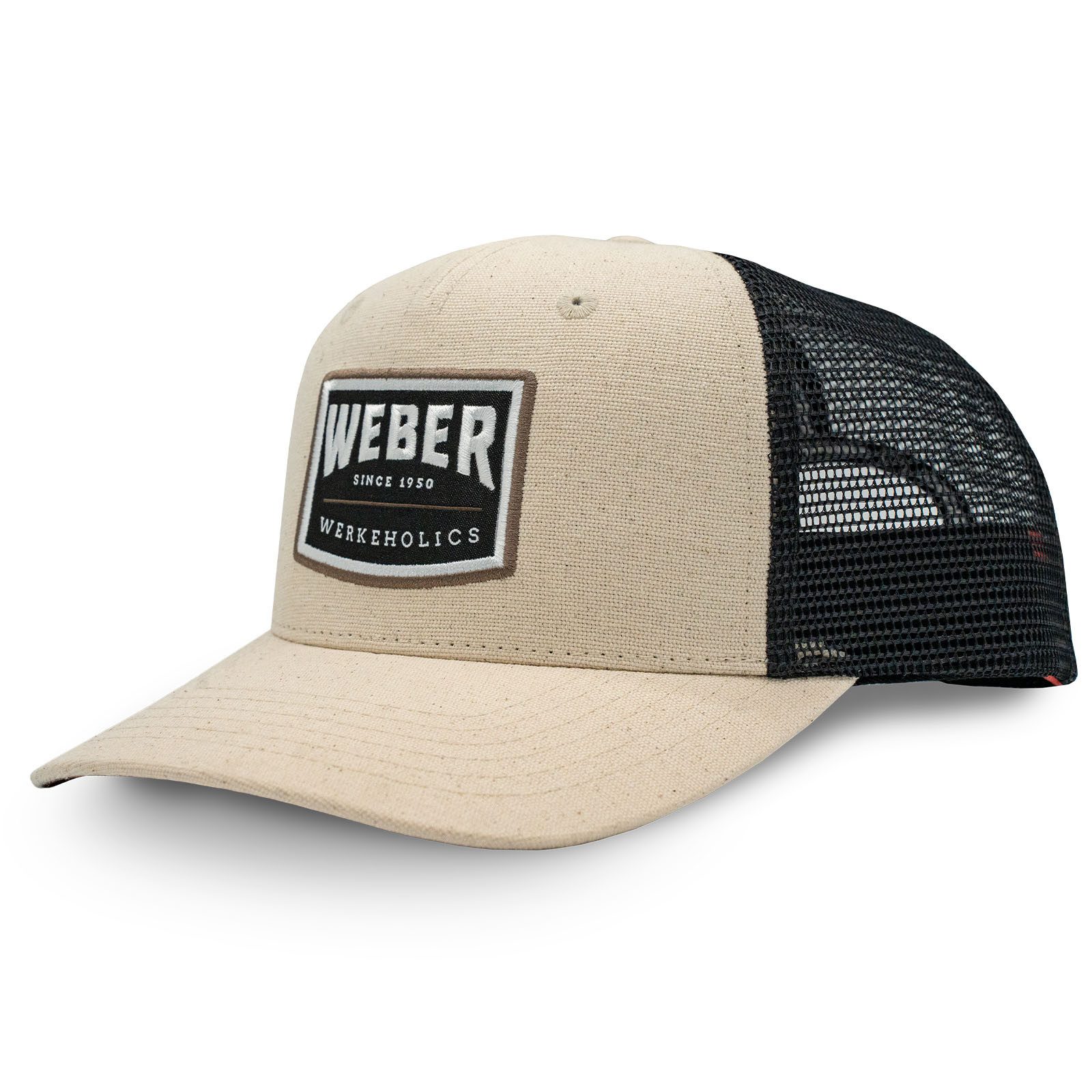 Weber GmbH Trucker Cap Mesh Baseball Cap beige schwarz (1-St) basecap, mit bedrucktem Unterschirm