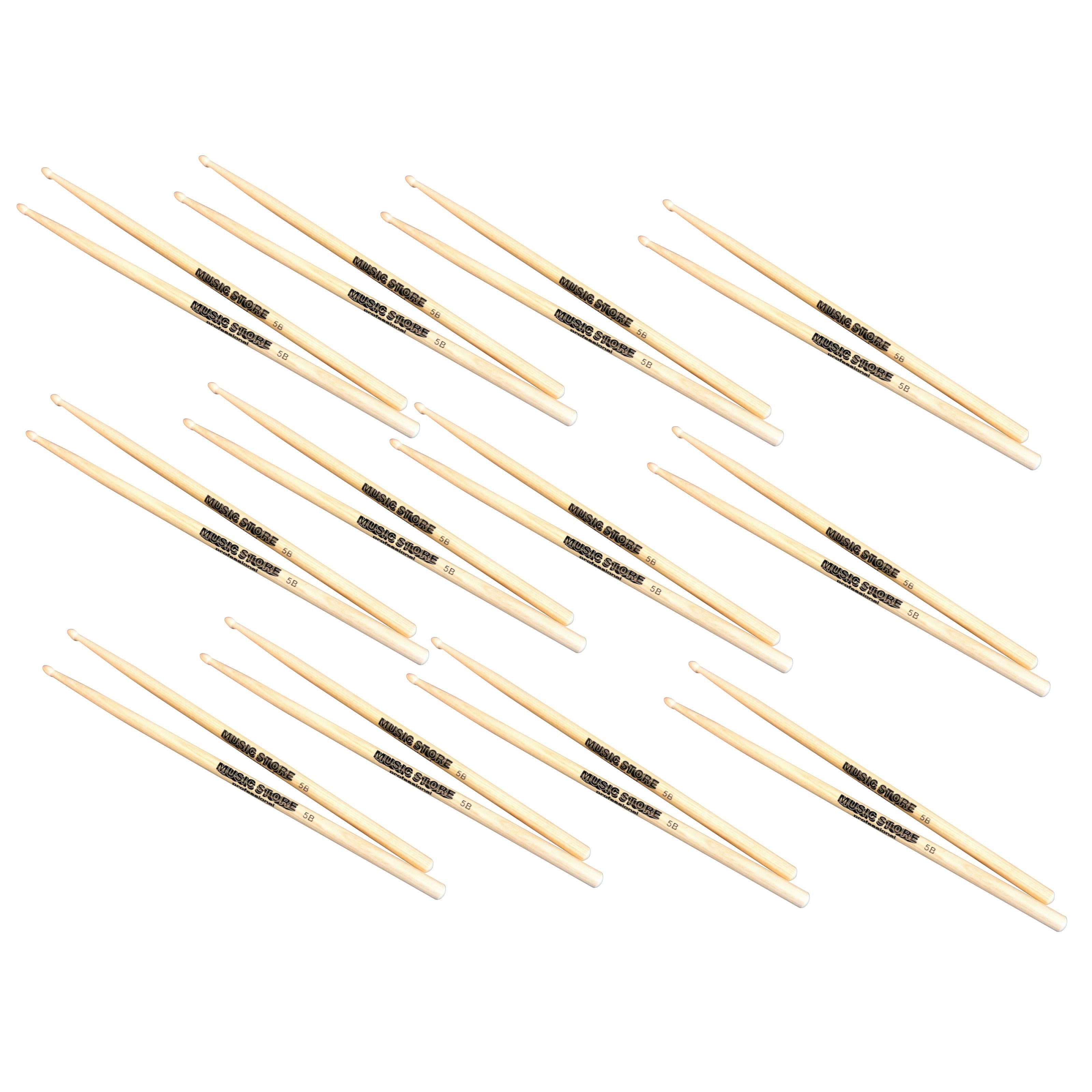 MUSIC STORE Drumsticks (Drumstick Set 5B Hickory Sticks 12 Wood Tip Sticks Table Top Practice Pad Yellow 10" Drum Accessories, Sticks, Beater und Mallets, Stick Packs), Drumstick Set, 5B Hickory Sticks, Wood Tip Sticks