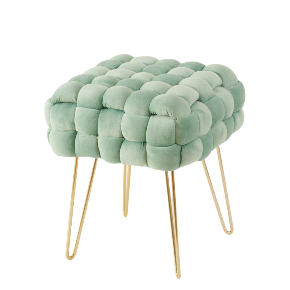 Sitzhocker Samt-Hocker Quadratischer mit Metallbeinen Kissens D15,5cm Taburett