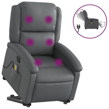 vidaXL Sessel Massagesessel mit Aufstehhilfe Elektrisch Grau Kunstleder Relaxstuhl