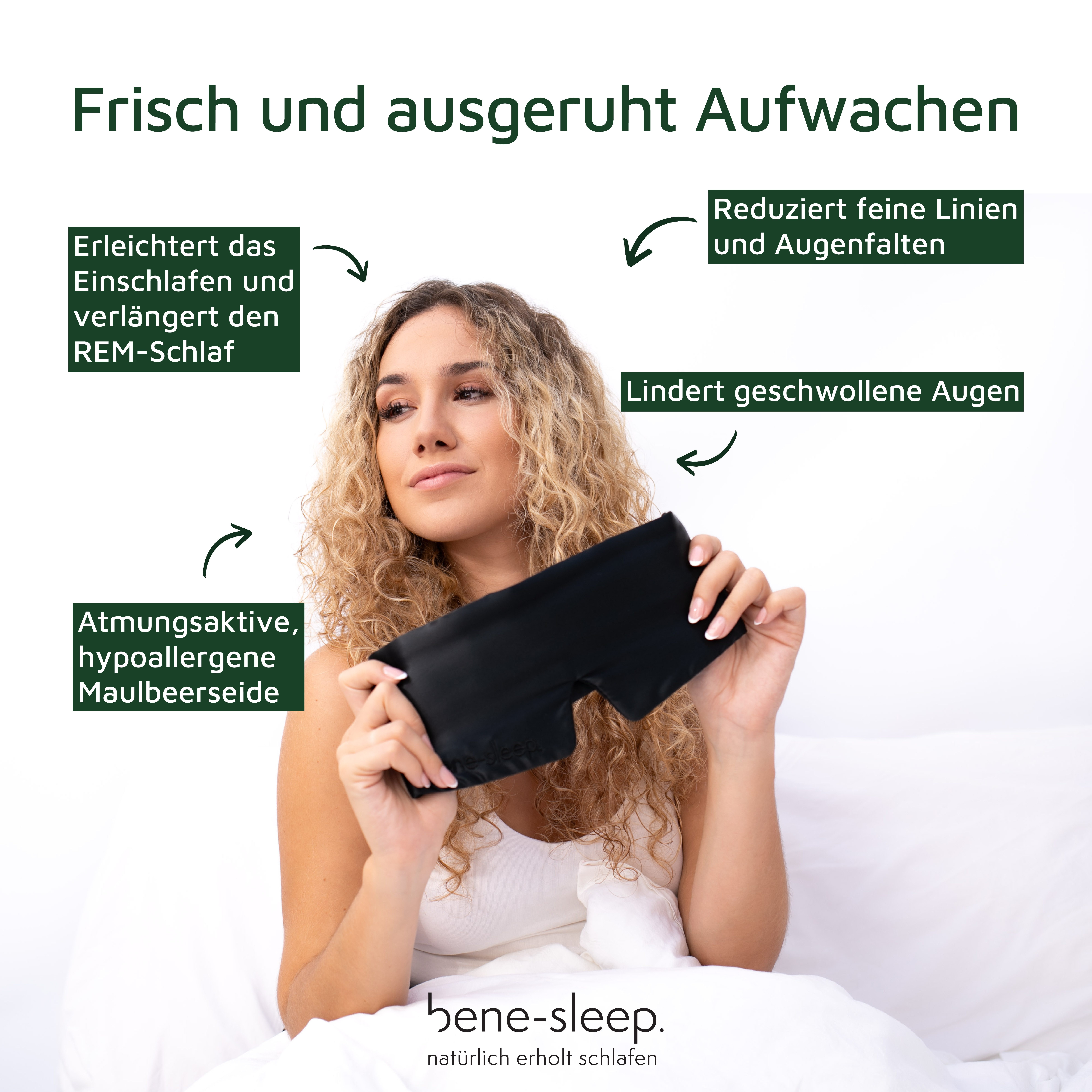 bene-sleep. Schlafmaske bene-sleep Premium Seidenschlafmaske – 100% verdunkelnd, Größenverstellbar