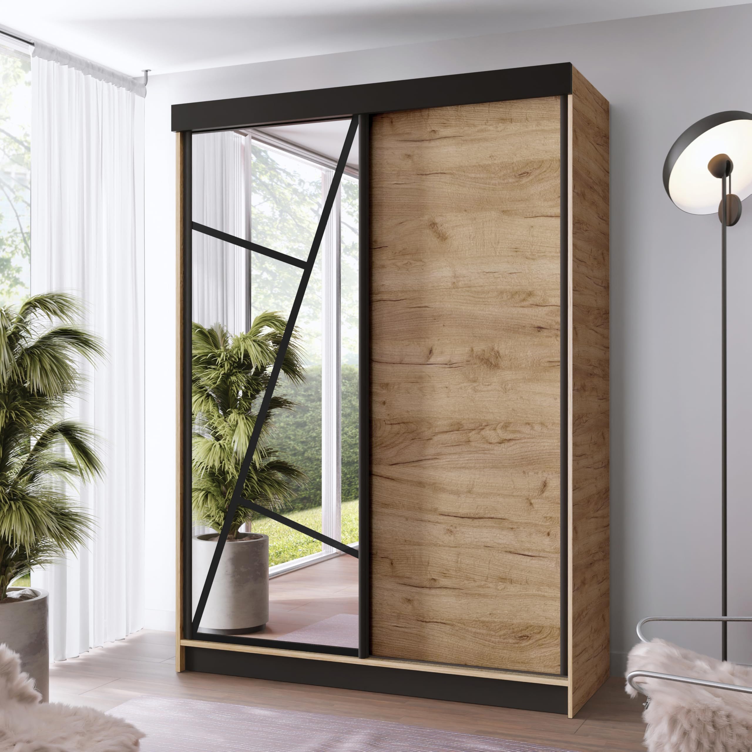 KIER FURNITURE Schwebetürenschrank Schrank Schlafzimmer VENA, Kleiderschränke – 138x205x59 cm