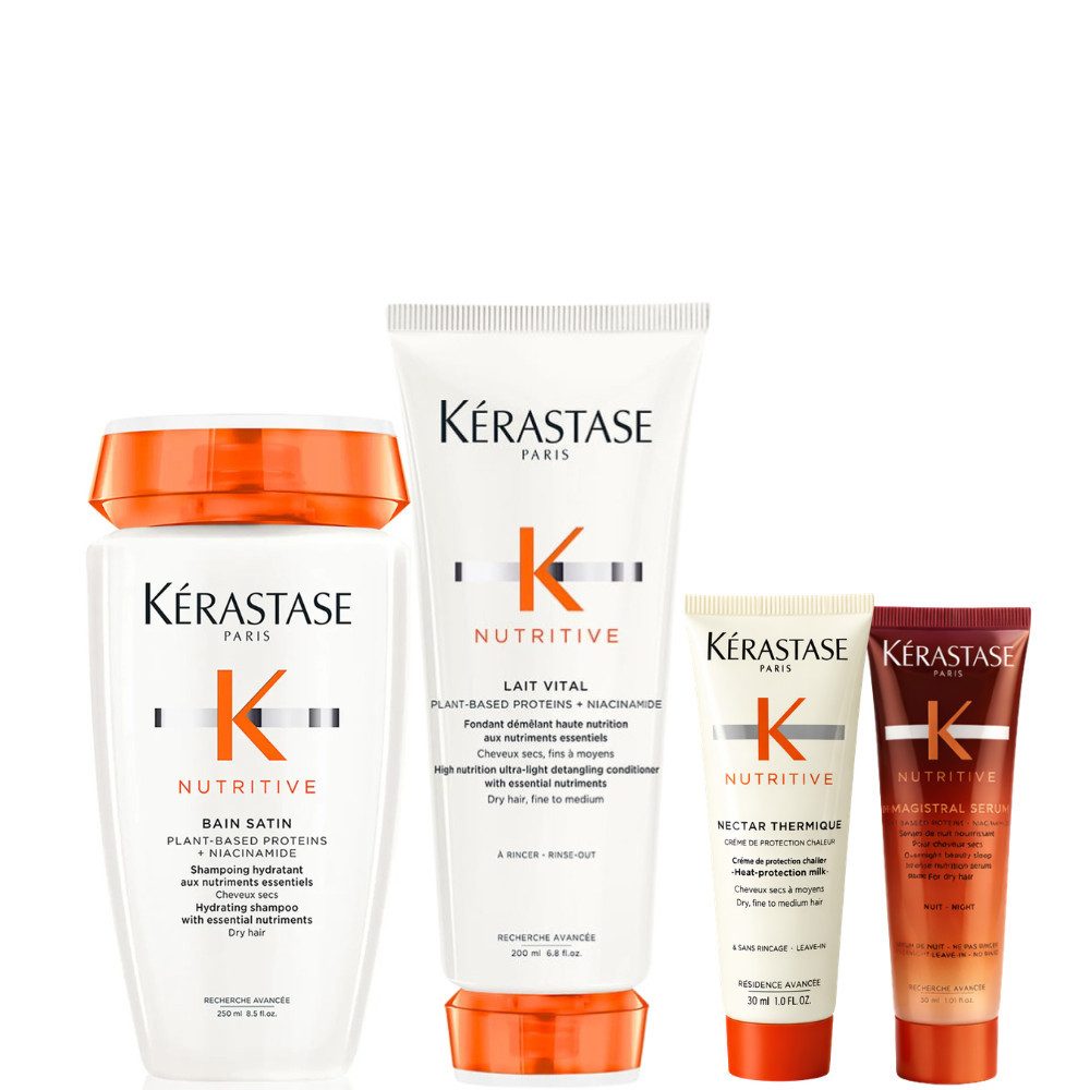 Kérastase Haarpflege-Set Nutritive Bundle - Routine für trockenes Haar, 4-tlg., Seidig weiches, intensiv gepflegtes Haar