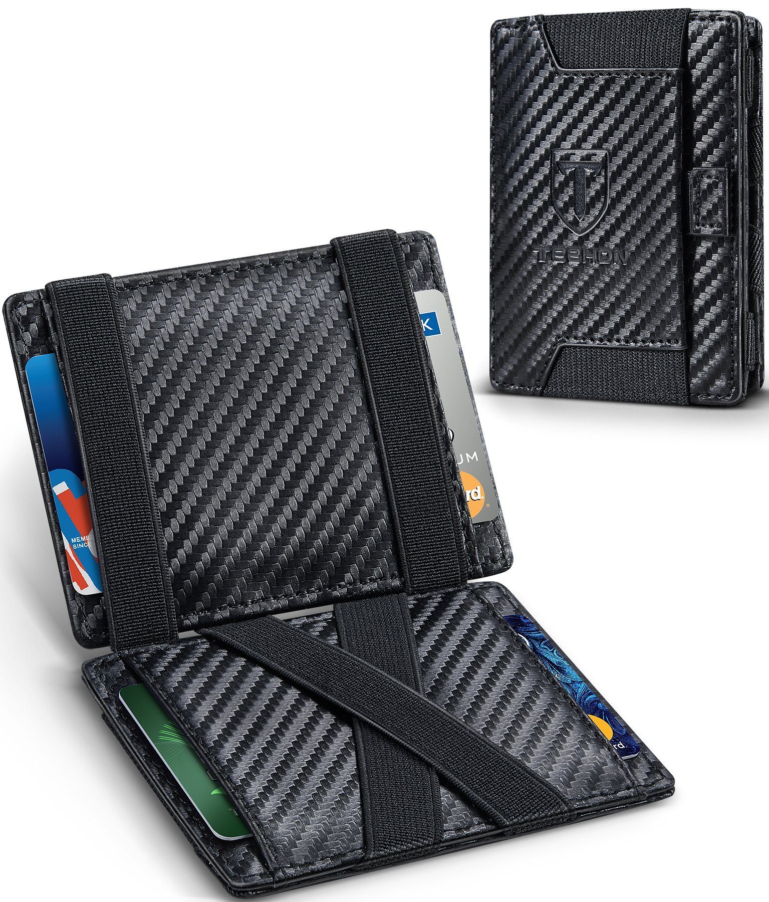 Fivejoy Brieftasche »Kohlefaser Geldbörse Herren Flip Magic RFID Blocker«,  RFID-Technologie