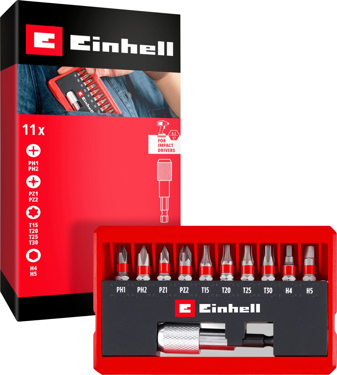 Einhell Bit-Set Einhell Bit Taschenbox 11tlg 118663 Bit-Set PH, PZ, Innen-Sechskant
