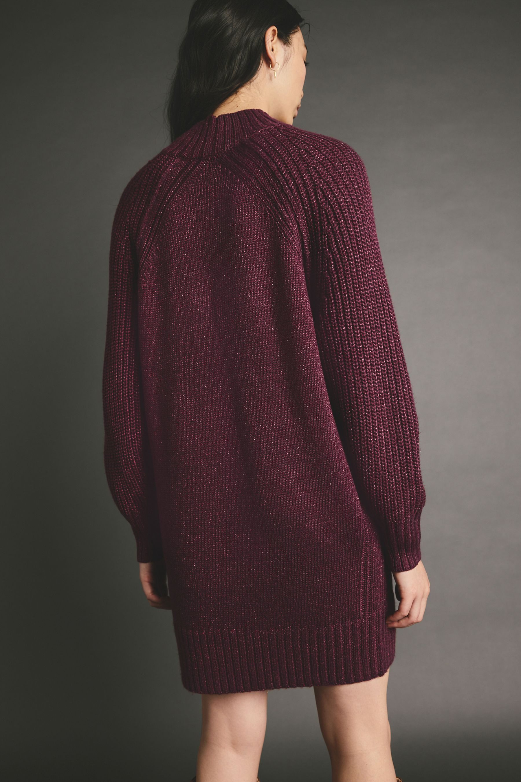 Next Strickkleid Glitzerndes Mini-Pulloverkleid mit Stehkragen (1-tlg)