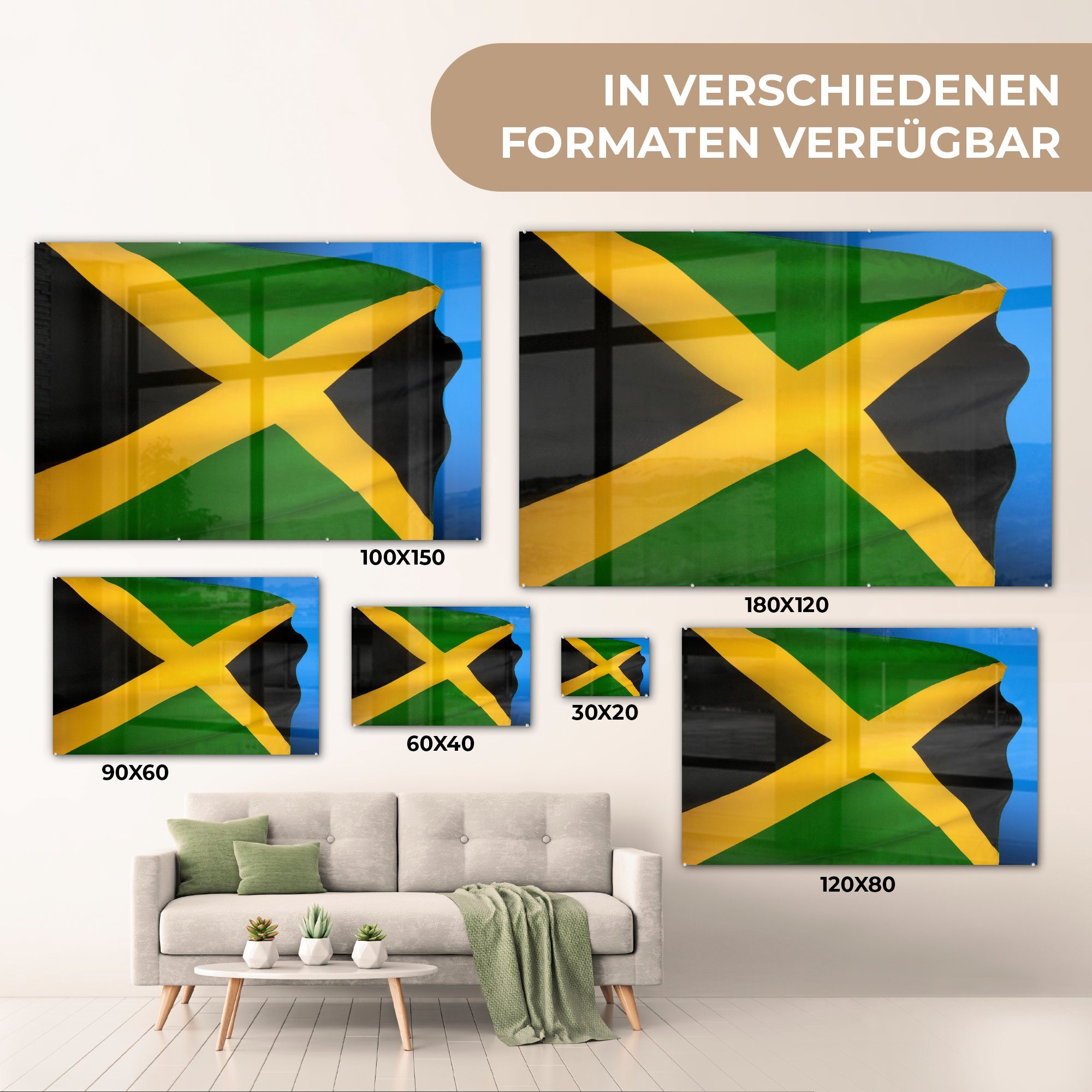 Die Nationalflagge Jamaika, Acrylglasbilder MuchoWow von Acrylglasbild Schlafzimmer St), & (1 Wohnzimmer