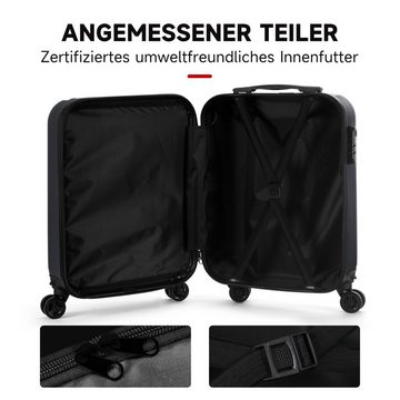 HOMELUX Hartschalen-Trolley Handgepäck Koffer Trolley Hartschalen Rollkoffer Abnehmbar, 4 Rollen, Grau, Reisekoffer, M
