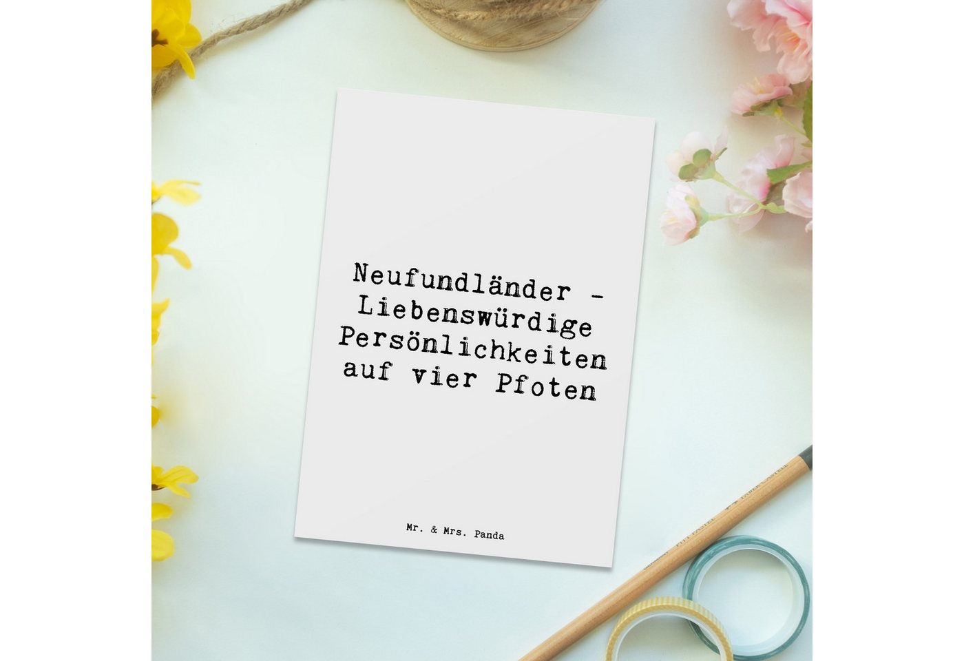 Thumbnail - Mr. & Mrs. Panda Postkarte Spruch Neufundländer Persönlichkeiten - Weiß - Geschenk, ruhiges Gemü