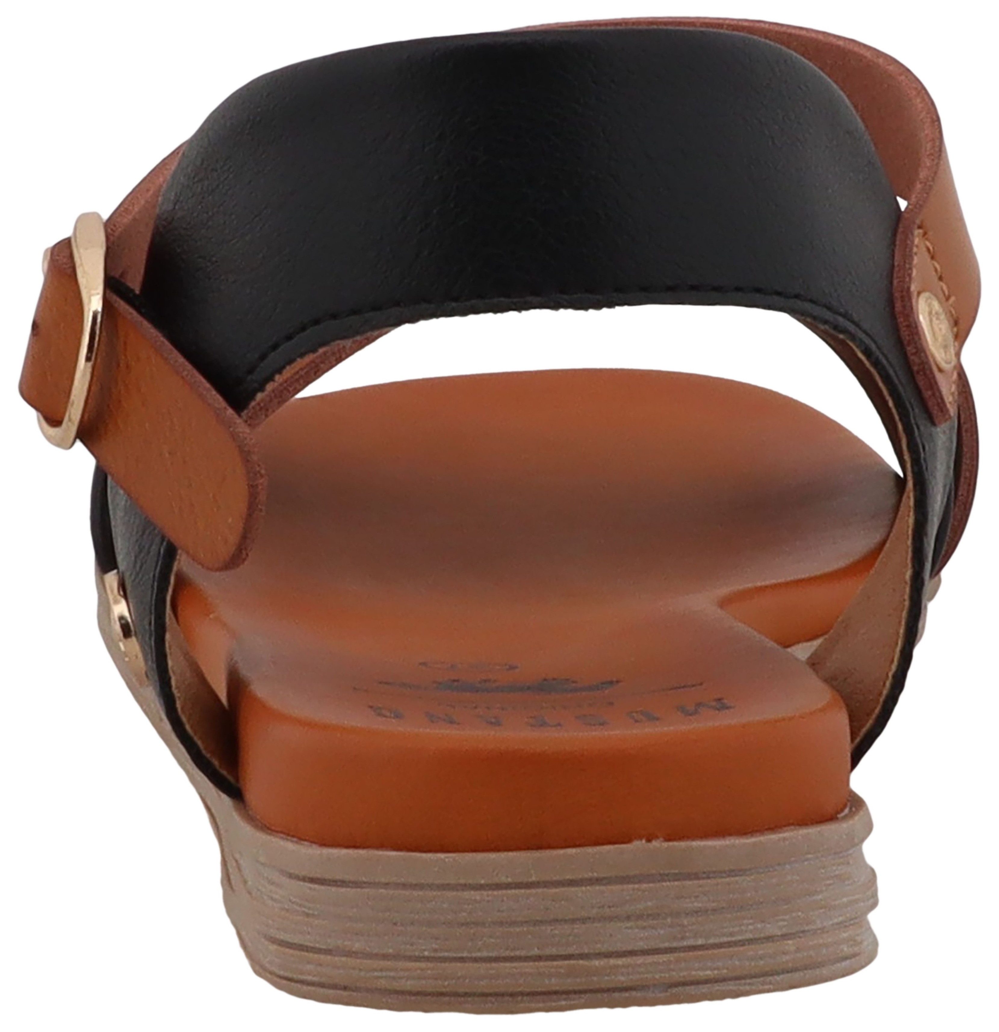 Mustang Shoes Eireen Riemchensandale Sandalette, Sommerschuh mit logogeprägter Niete
