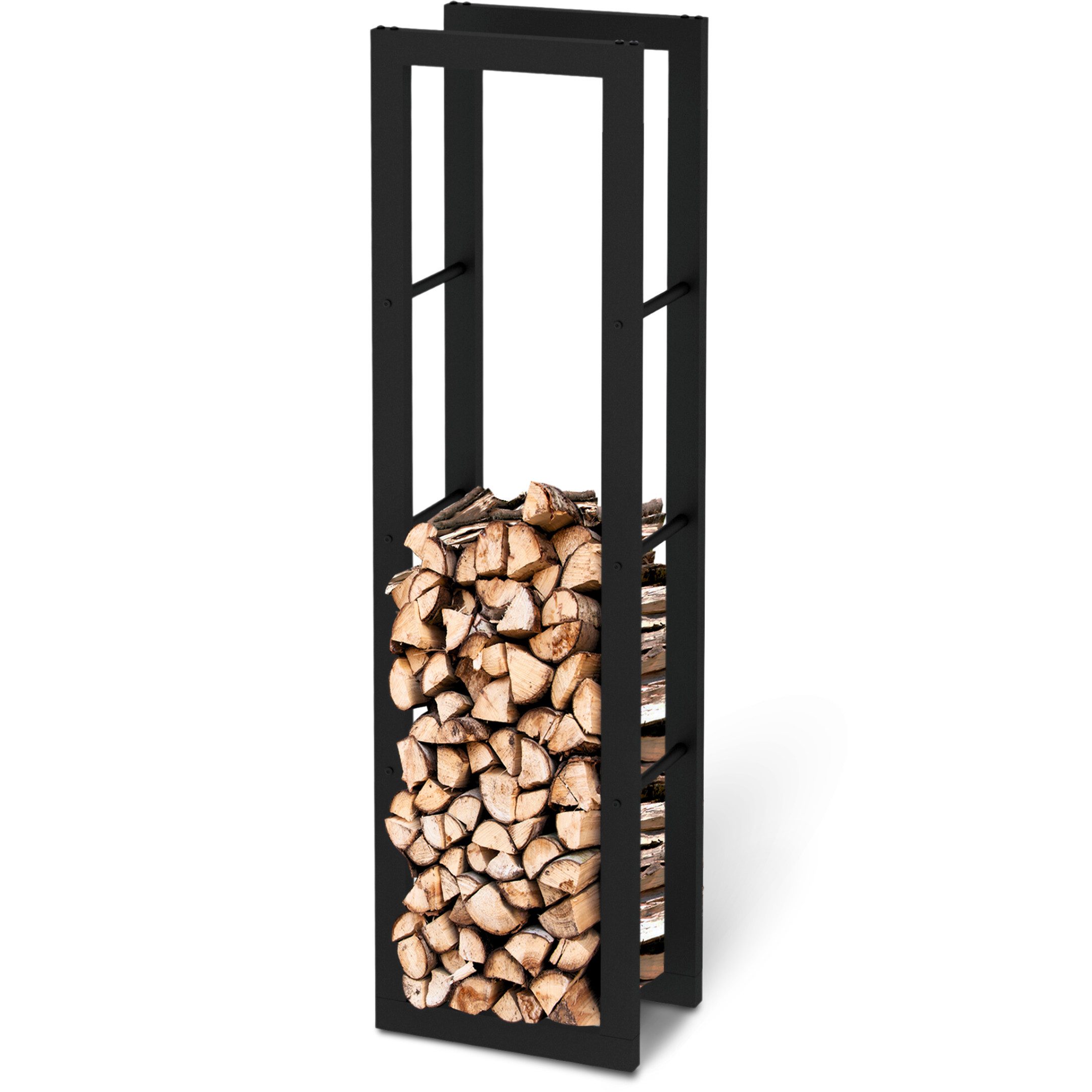 holz4home® Kaminholzregal Metall Schwarz I Brennholzregal Holzlager Design Feuerholzregal, BxTxH:40x25x150 cm, (inkl. Handschuh)