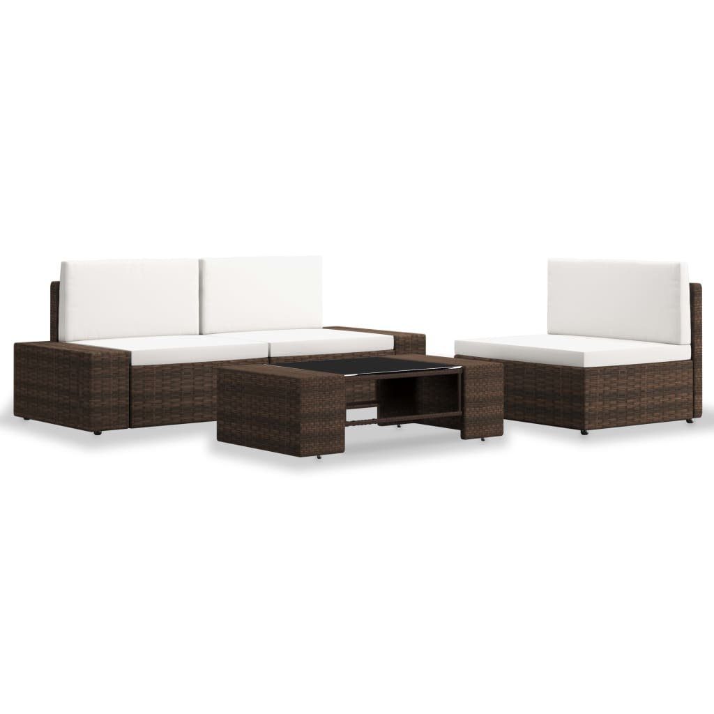 DOTMALL Gartenlounge-Set 4-tlg. Garten-Lounge-Set Poly Rattan Braun